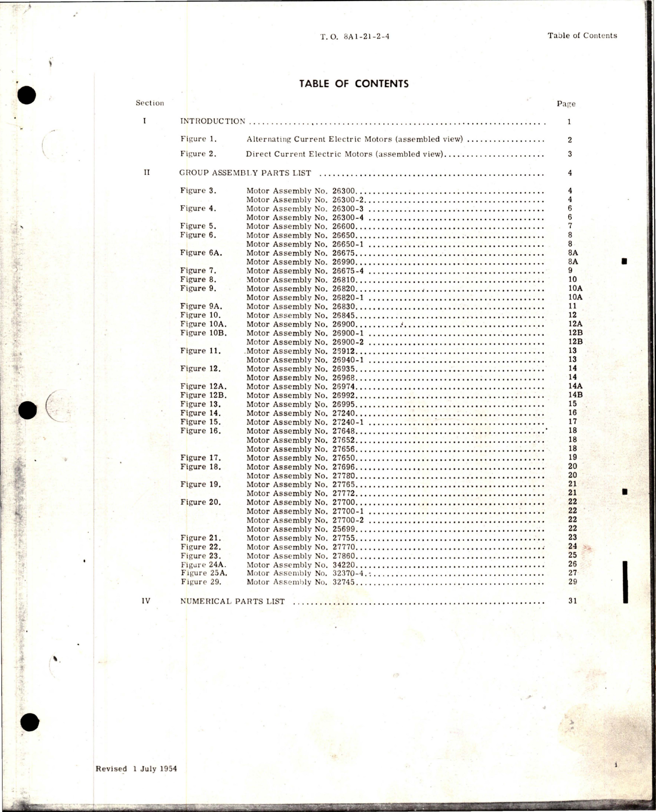 Sample page 5 from AirCorps Library document: Parts Catalog for Electric Motors 