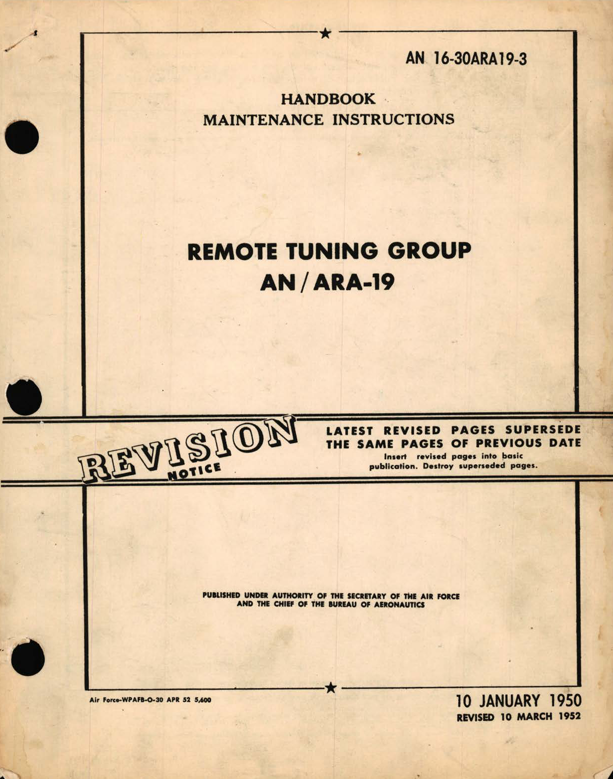 Sample page 1 from AirCorps Library document: Maintenance Instructions for Remote Tuning Group AN/ARA-19