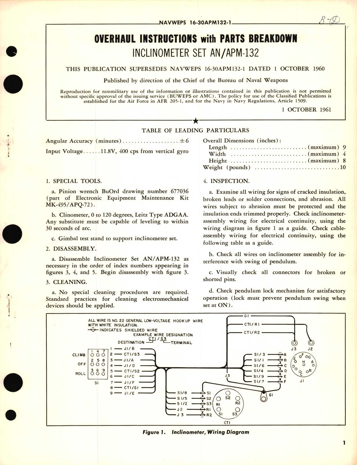 Sample page 1 from AirCorps Library document: Overhaul Instructions with Parts Breakdown for Inclinometer Set AN APM-132