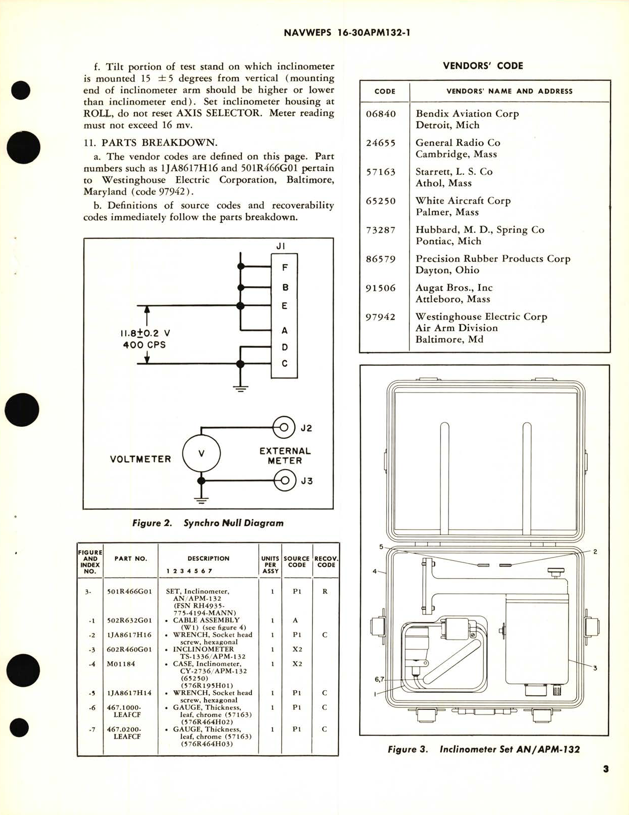 Sample page 3 from AirCorps Library document: Overhaul Instructions with Parts Breakdown for Inclinometer Set AN APM-132