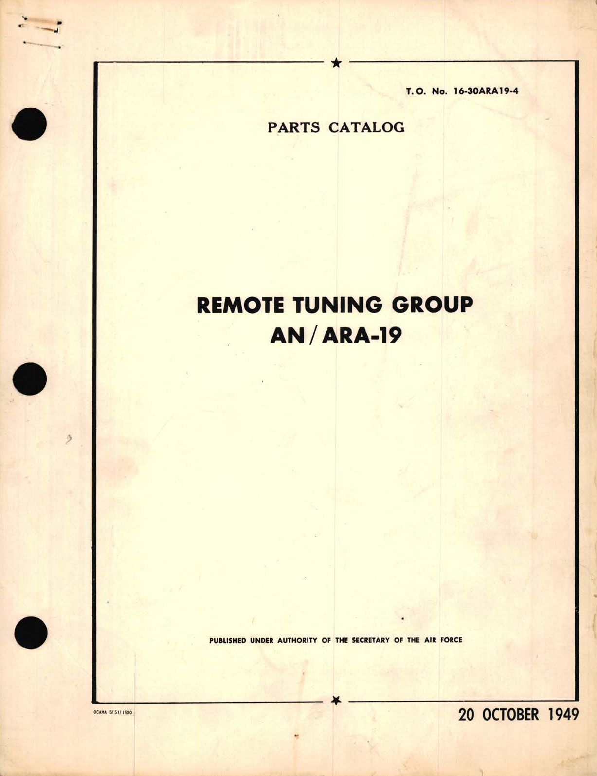 Sample page 1 from AirCorps Library document: Parts Catalog for Remote Tuning Group AN ARA-19