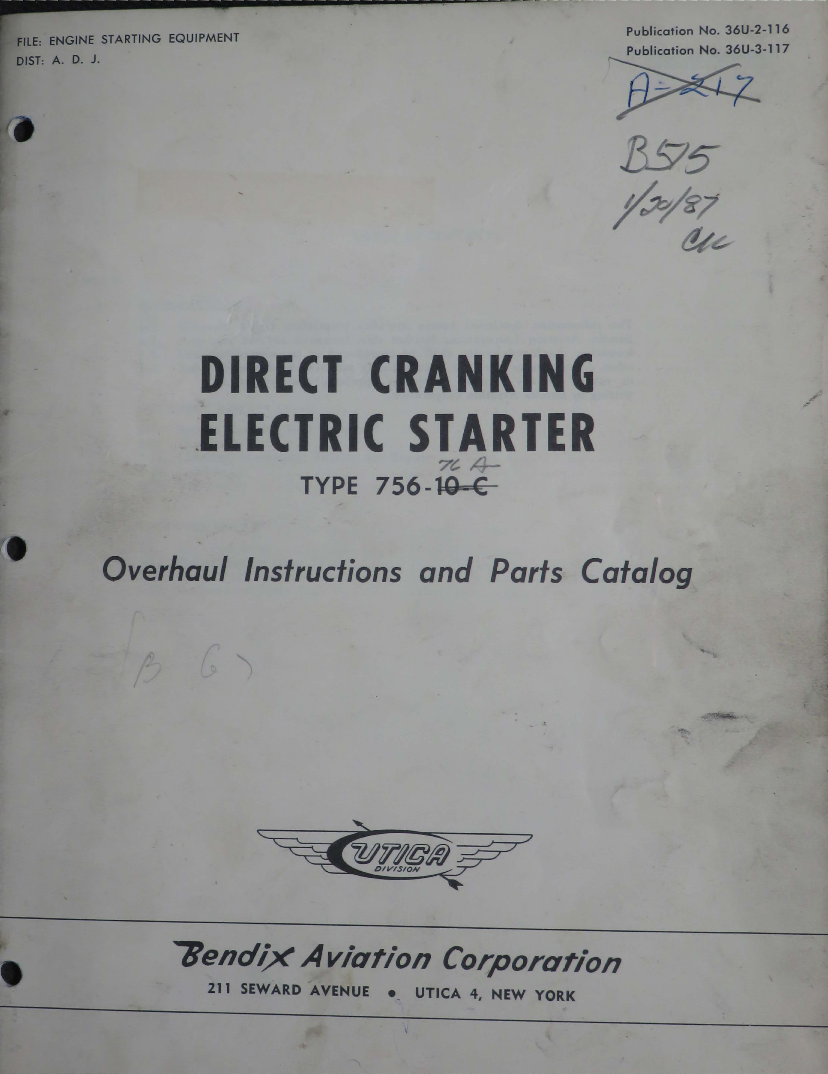 Sample page 1 from AirCorps Library document: Overhaul Instructions with Parts for Direct Cranking Electric Starter - Type 756-10-C 