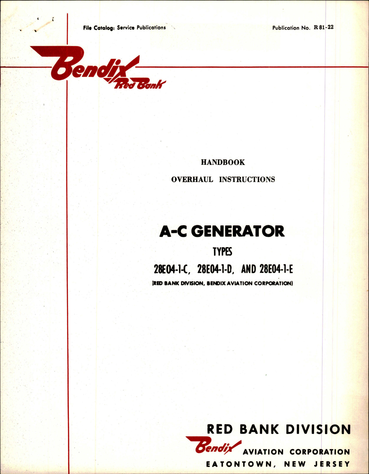 Sample page 1 from AirCorps Library document: Overhaul Instructions for A-C Generator - Type 28E04-1-C, 28E04-1-D, 28E04-1-E 