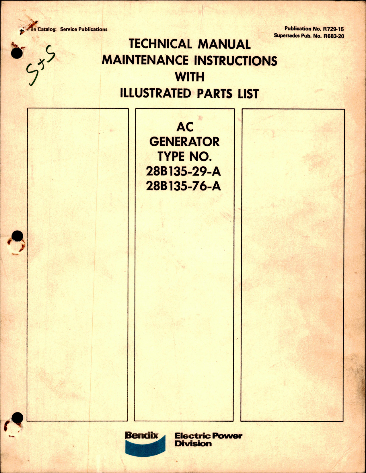 Sample page 1 from AirCorps Library document: Maintenance Instructions with Parts for AC Generator - Type 28B135-29-A, 28B135-76-A
