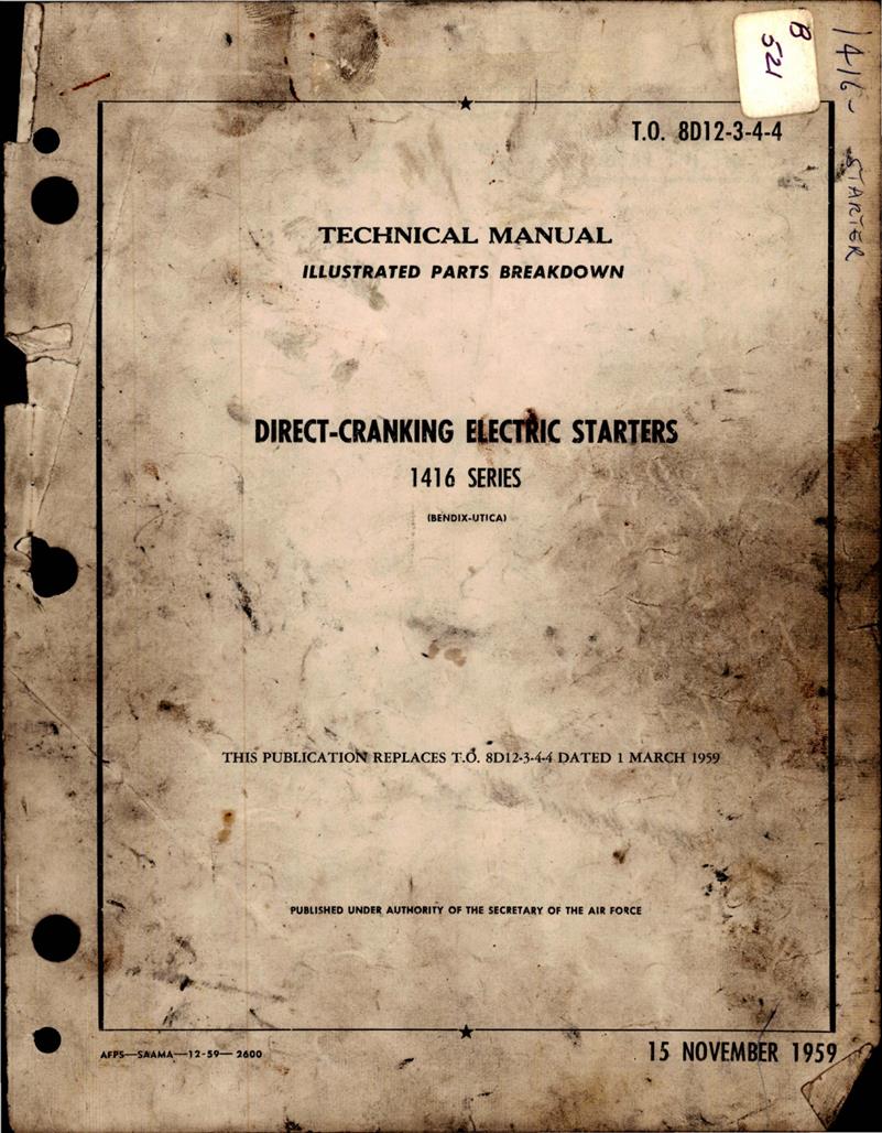 Illustrated Parts Breakdown for Direct Cranking Electric Starters 1416 Series AirCorps Library
