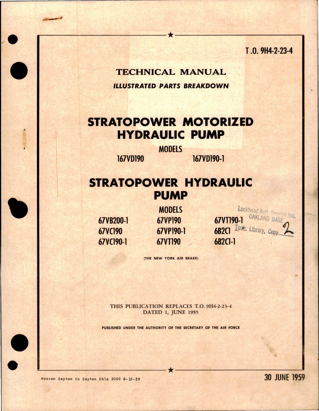 Sample page 1 from AirCorps Library document: Illustrated Parts Breakdown for Stratopower Hydraulic Pump w/Motorized 