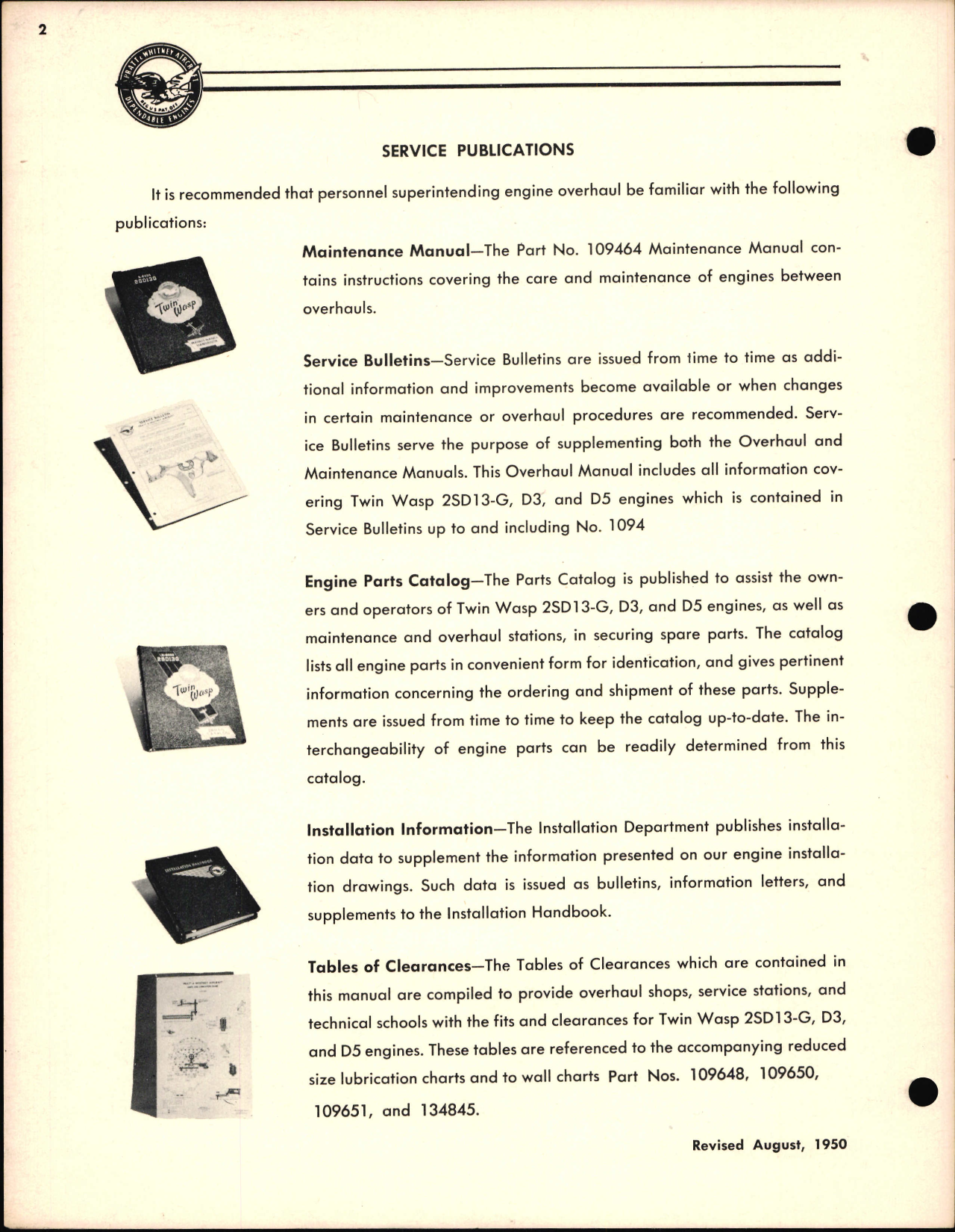 Sample page 6 from AirCorps Library document: Overhaul Manual for Twin Wasp 2SD13-G, D3, and D5 Engines