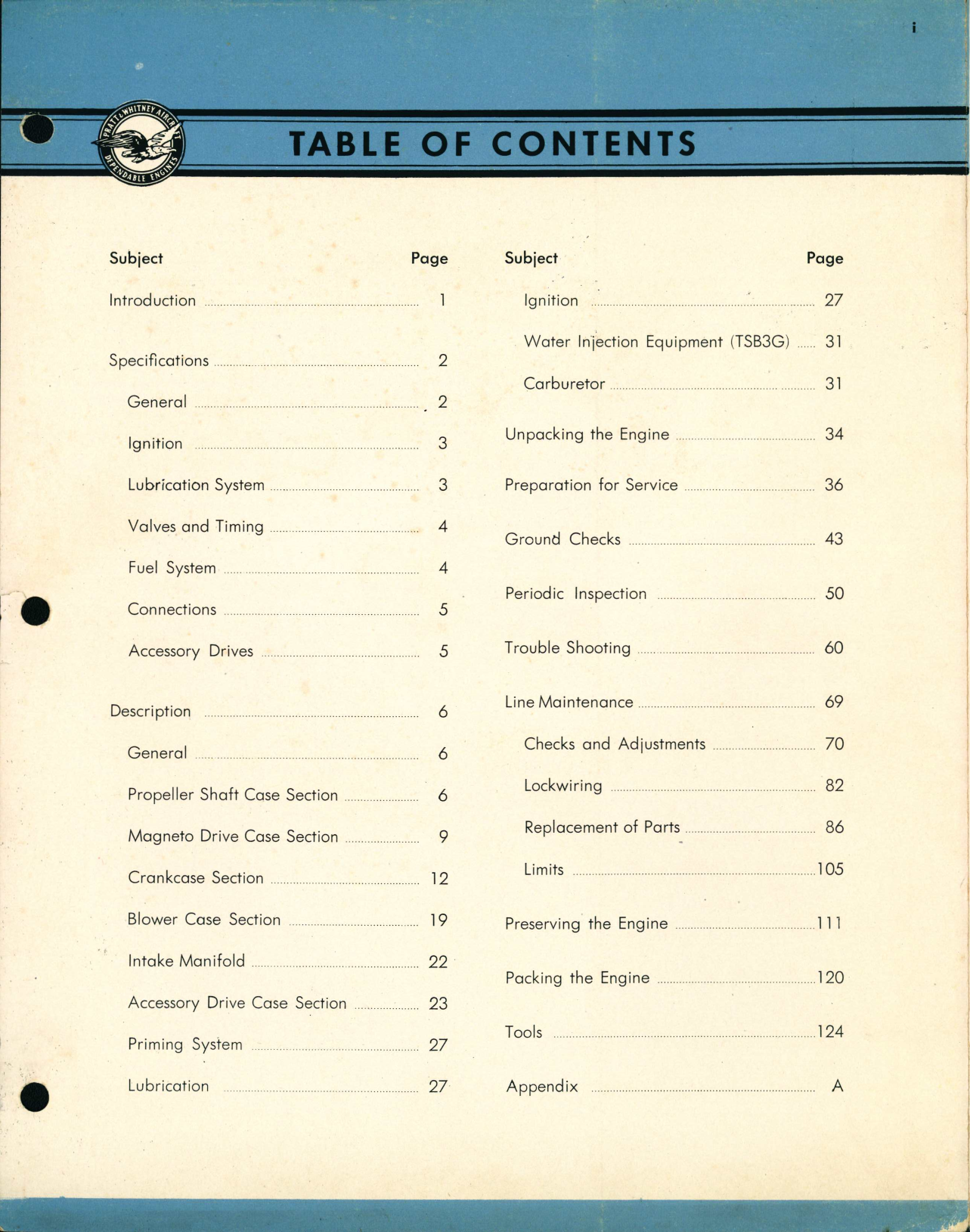 Sample page 1 from AirCorps Library document: Maintenance and Service for Wasp Major R-4360 Engines