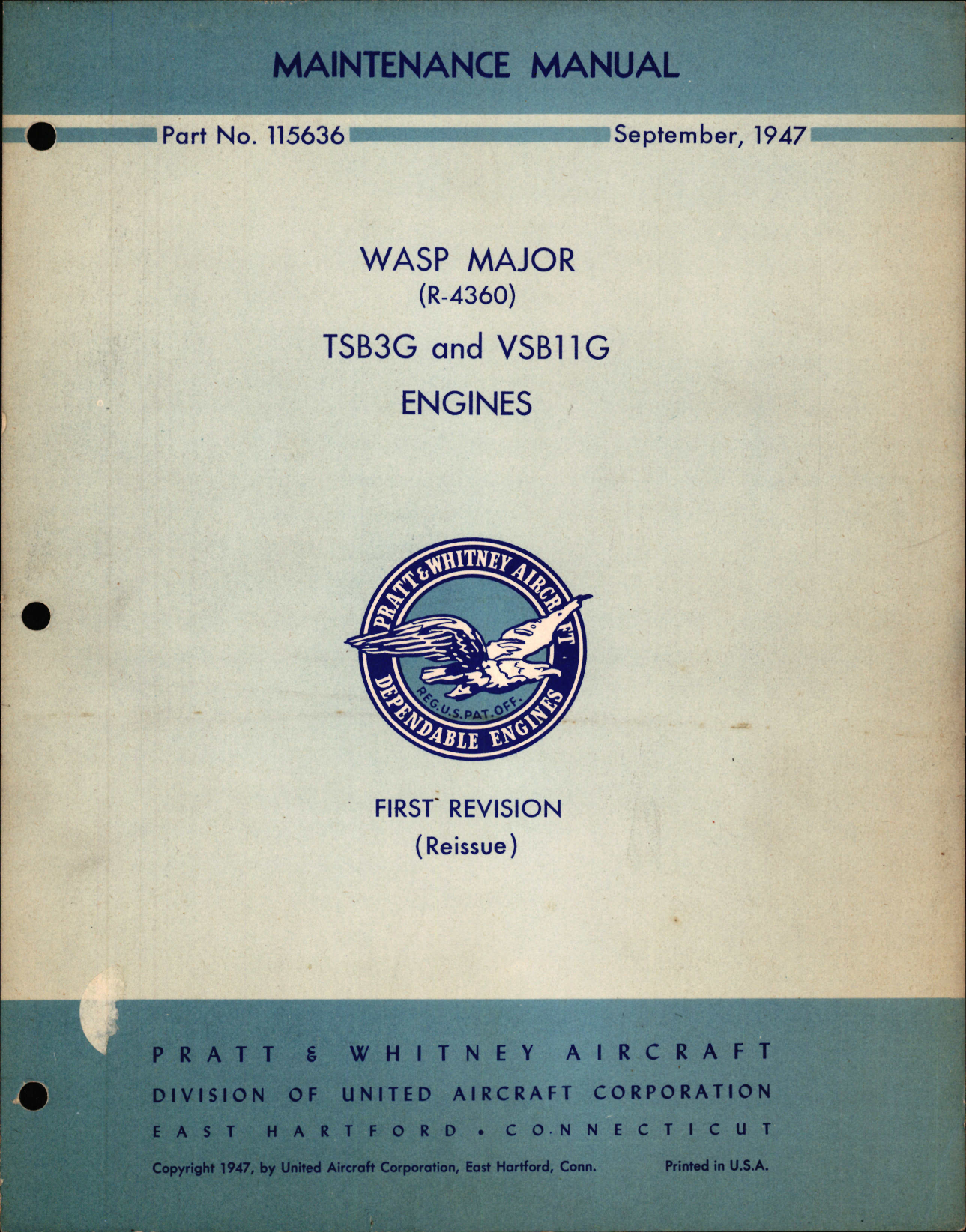 Sample page 1 from AirCorps Library document: Maintenance Manual for Double Wasp CA Series R-2800 Engine