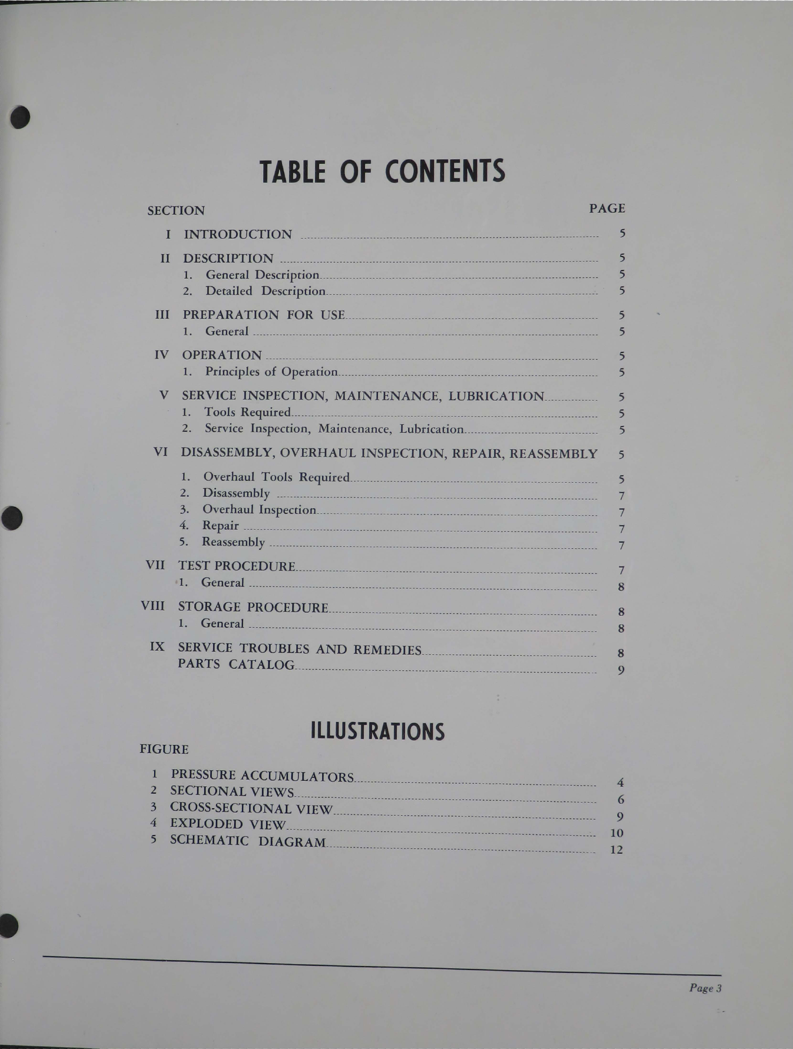 Sample page 5 from AirCorps Library document: Service Instructions with Parts Catalog for Altair Hydraulic Pressure Accumulators 