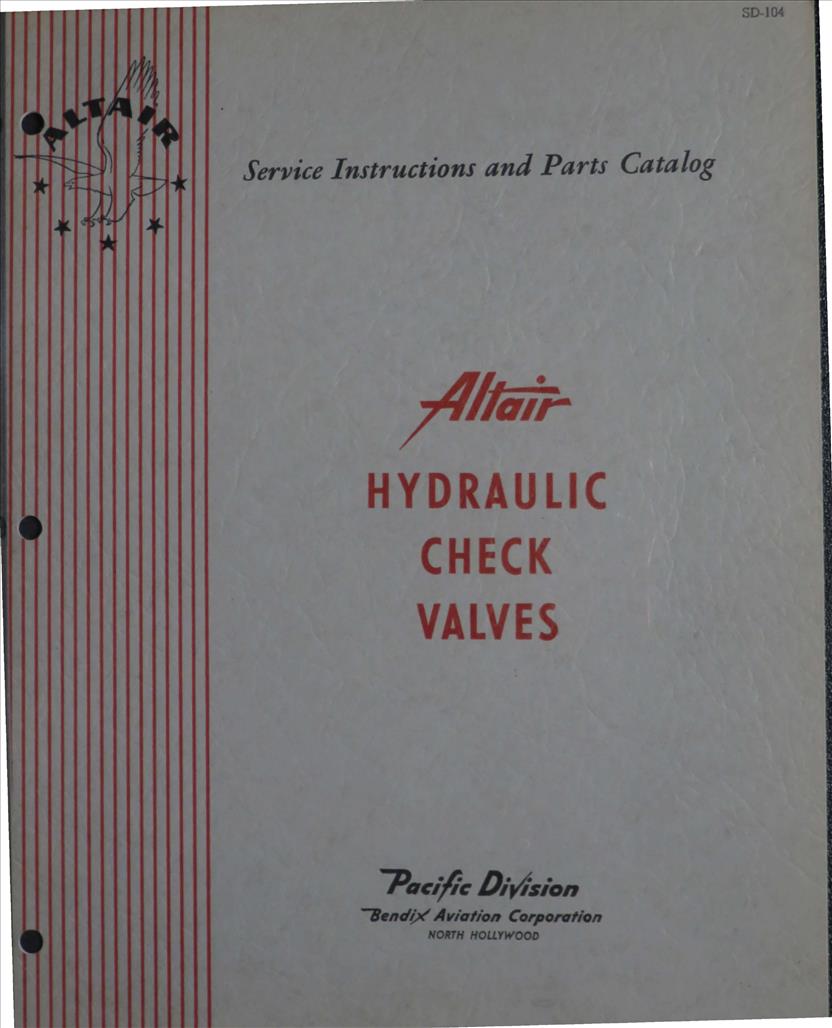Service Instructions with Parts Catalog for Altair Hydraulic Check