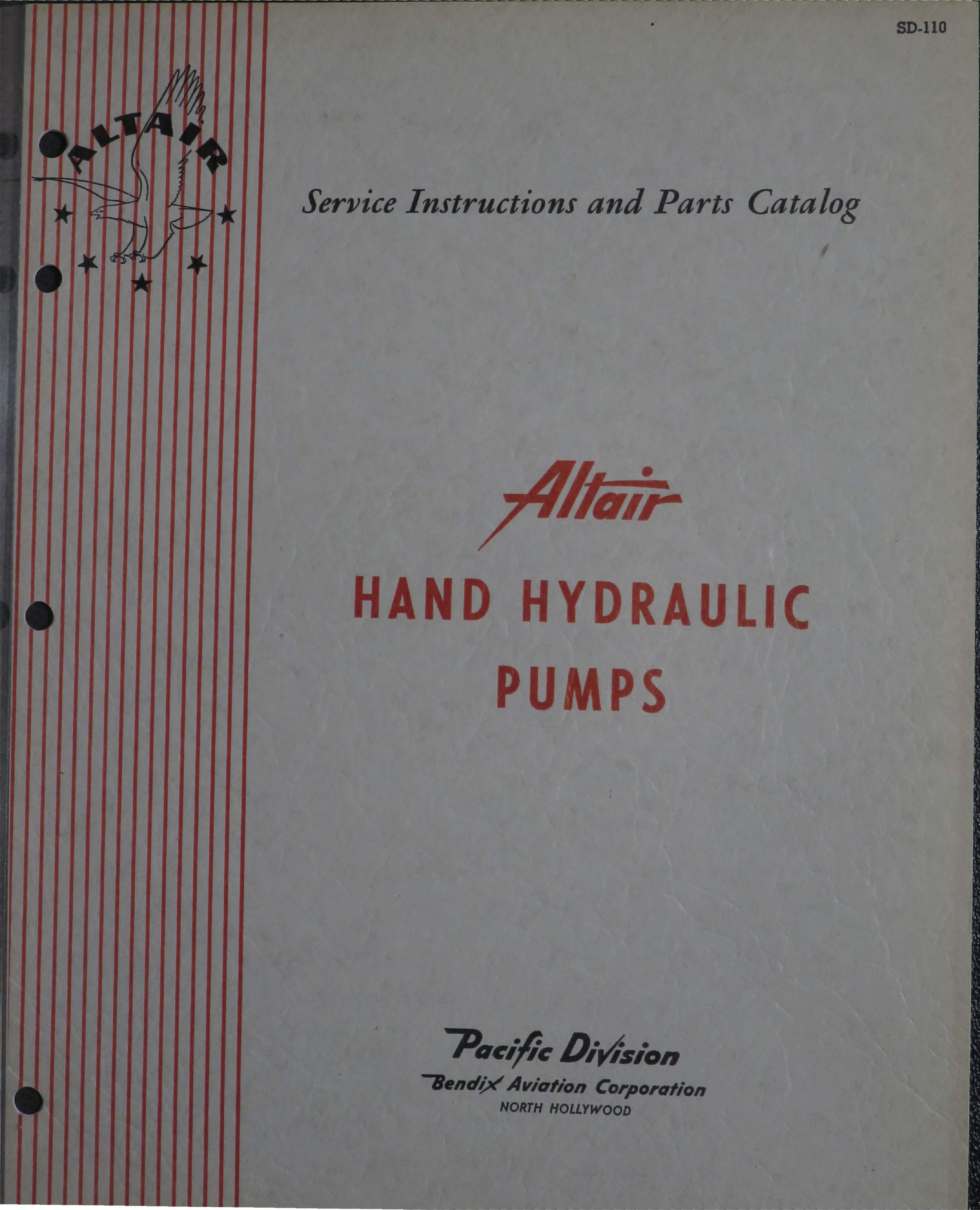 Sample page 1 from AirCorps Library document: Service Instructions with Parts Catalog for Altair Hydraulic Pumps
