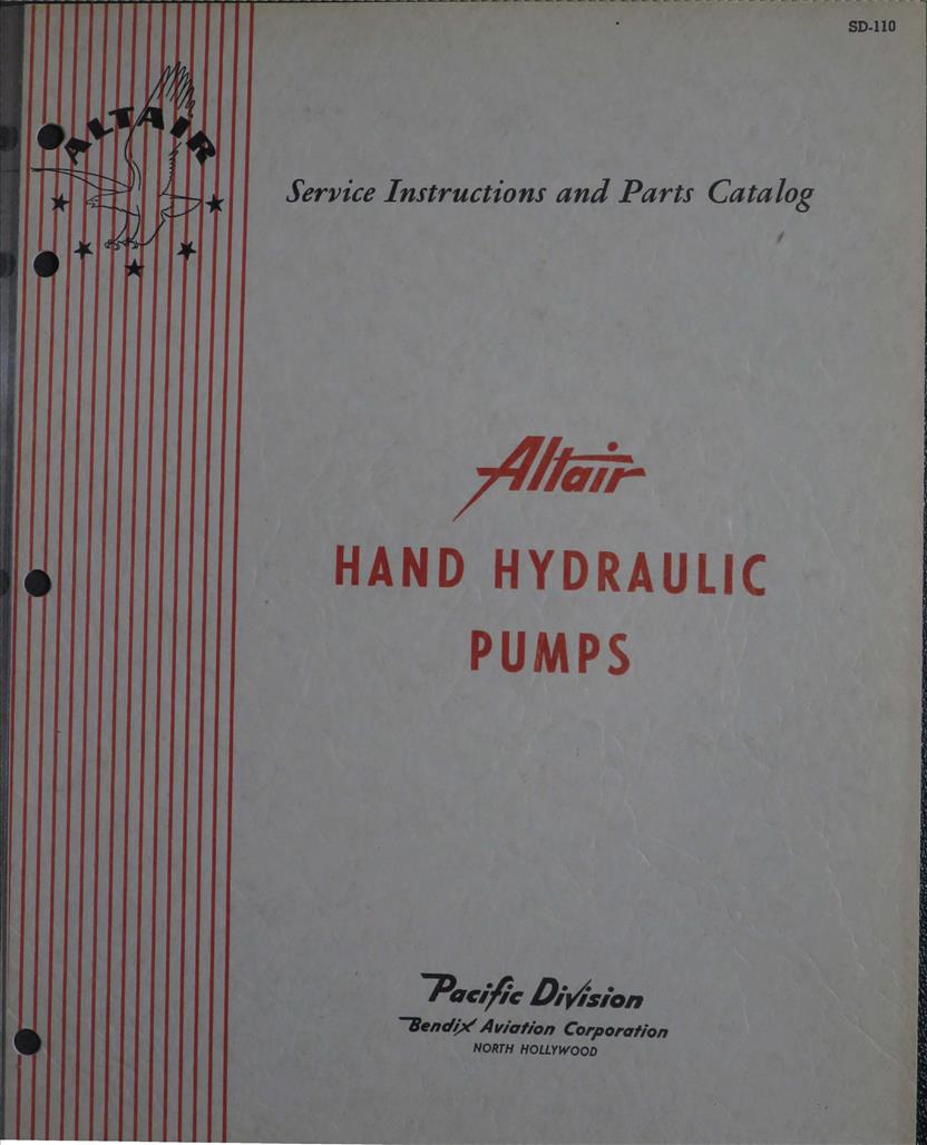 Service Instructions with Parts Catalog for Altair Hydraulic Pumps