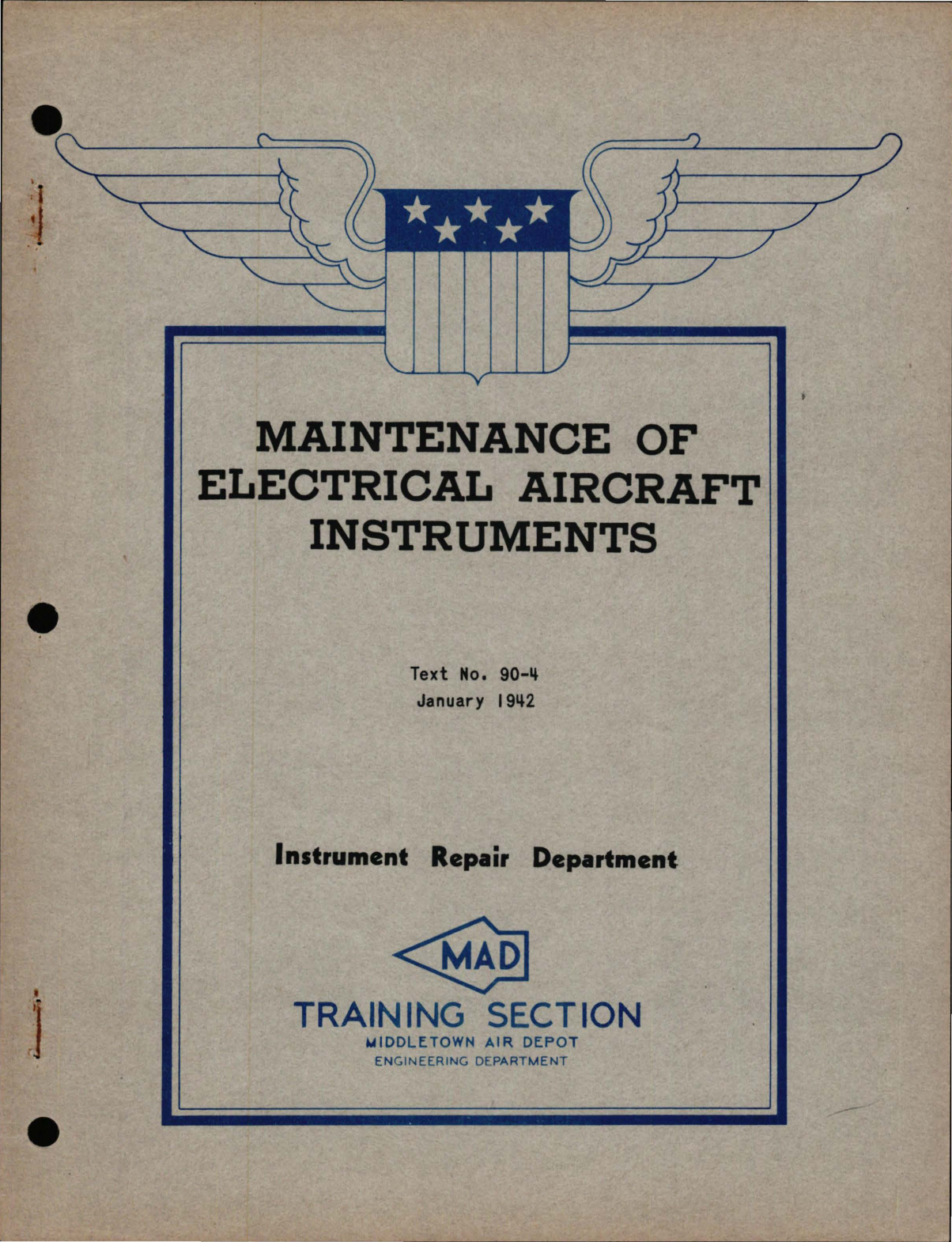 Sample page 1 from AirCorps Library document: Maintenance of Electrical Aircraft Instruments  - Instrument Repair Department