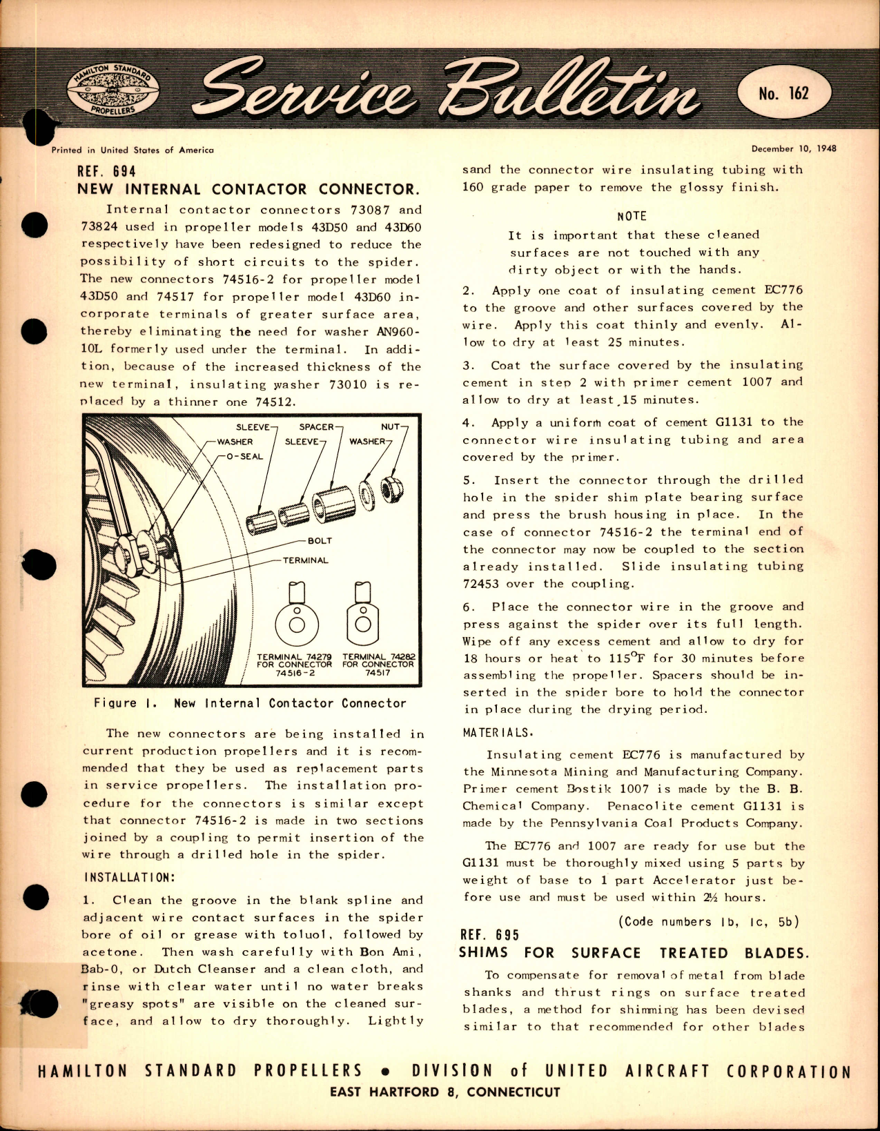 Sample page 1 from AirCorps Library document: New Internal Contactor Connector, Ref 694