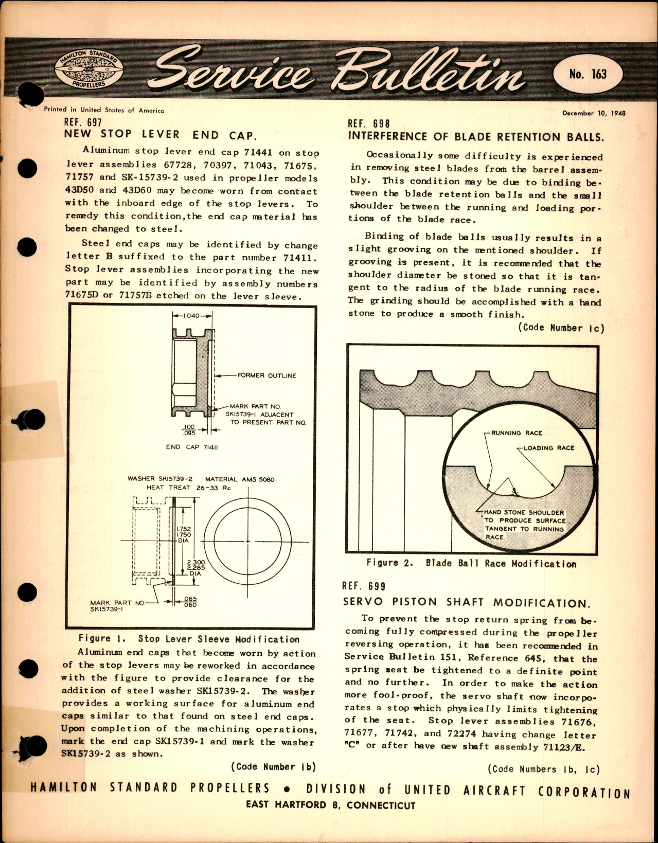 Sample page 1 from AirCorps Library document: New Stop Lever End Cap, Ref 697