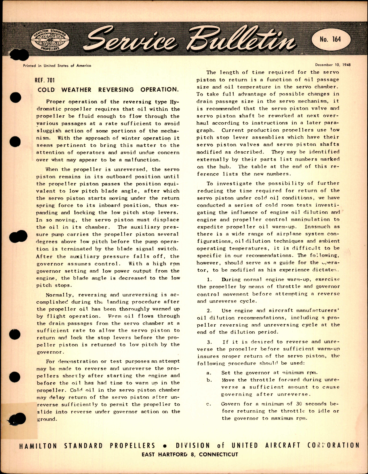 Sample page 1 from AirCorps Library document: Cold Weather Reversing Operation, Ref 701