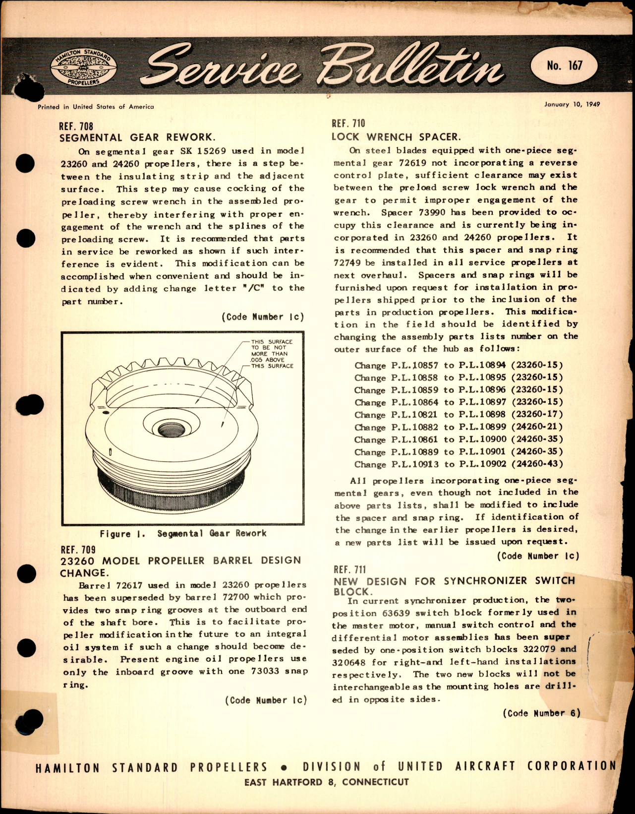 Sample page 1 from AirCorps Library document: Segmental Gear Rework, Ref 708