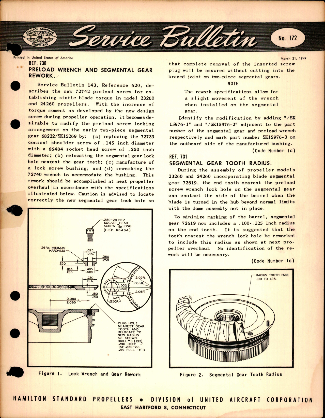 Sample page 1 from AirCorps Library document: Preload Wrench and Segmental Gear Rework, Ref 730