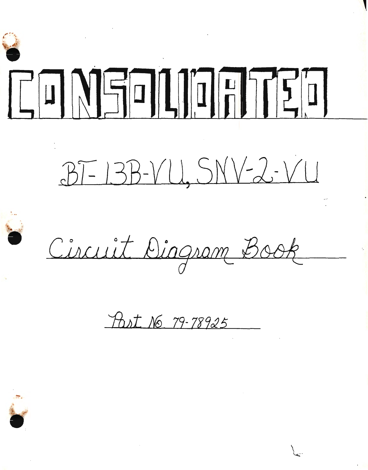 Sample page 1 from AirCorps Library document: Consolidated BT-13B-VU, SNV-2-VU Circuit Diagram Book