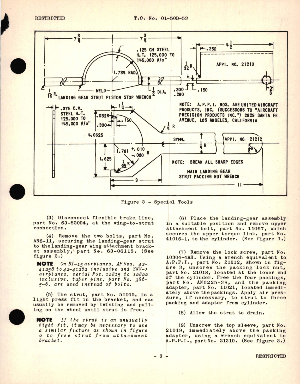 Sample page 3 from AirCorps Library document: Vultee - Inspection, Repair, and Reinforcement of Landing - Gear Shock Strut Torque Lugs - BT-13, BT-13A, BT-15, and SNV-1