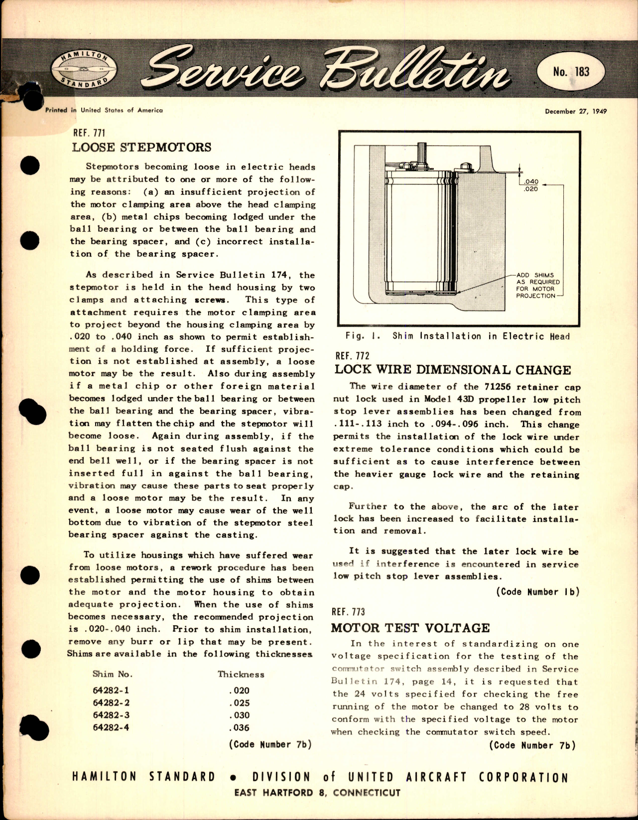 Sample page 1 from AirCorps Library document: Loose Stepmotors, Ref 771