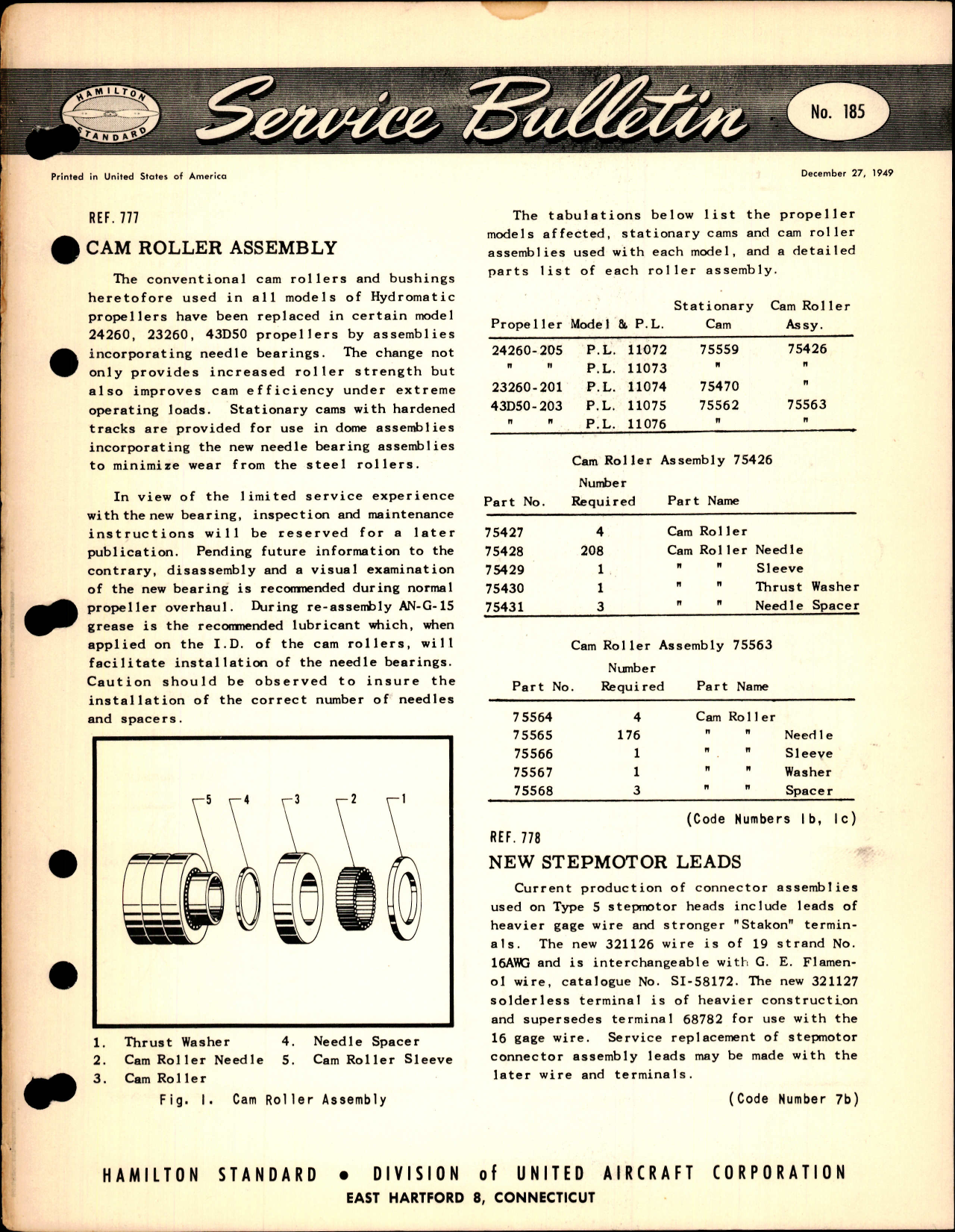 Sample page 1 from AirCorps Library document: Cam Roller Assembly, Ref 777