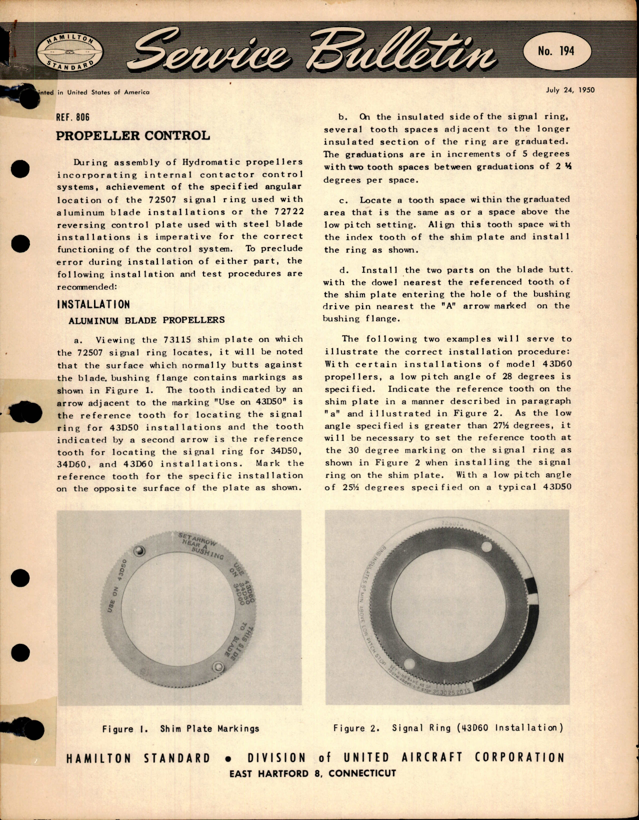 Sample page 1 from AirCorps Library document: Propeller Control, Ref 806