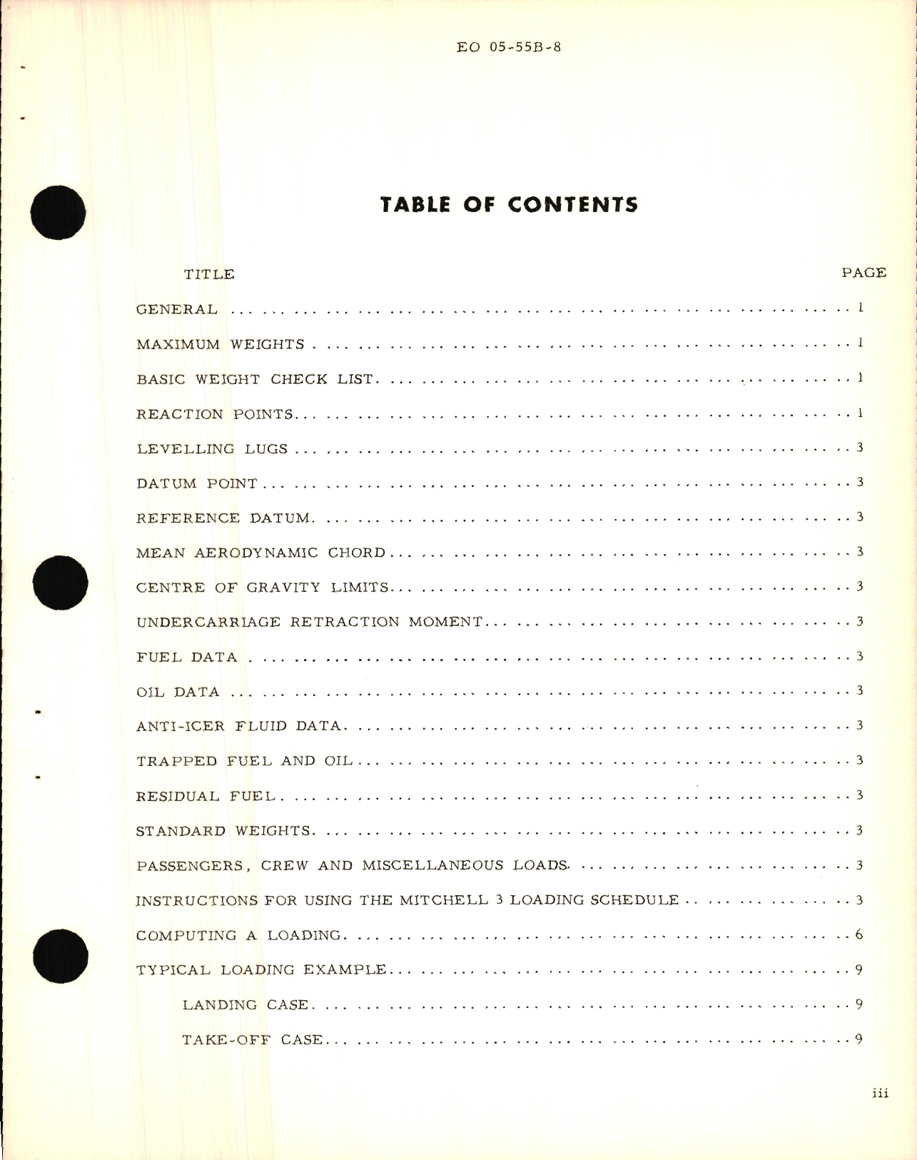 Sample page 5 from AirCorps Library document: Weight and Balance Data for Mitchell 2 and 3