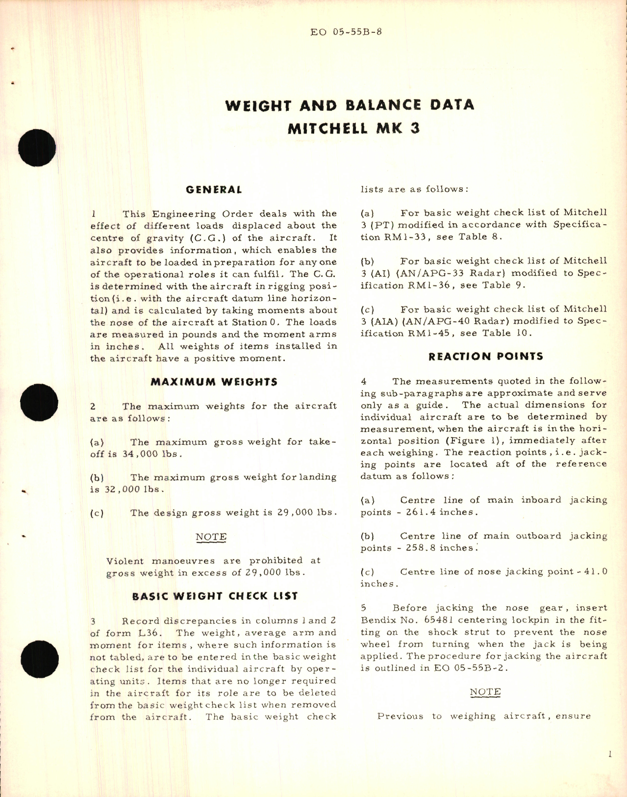 Sample page 7 from AirCorps Library document: Weight and Balance Data for Mitchell 2 and 3