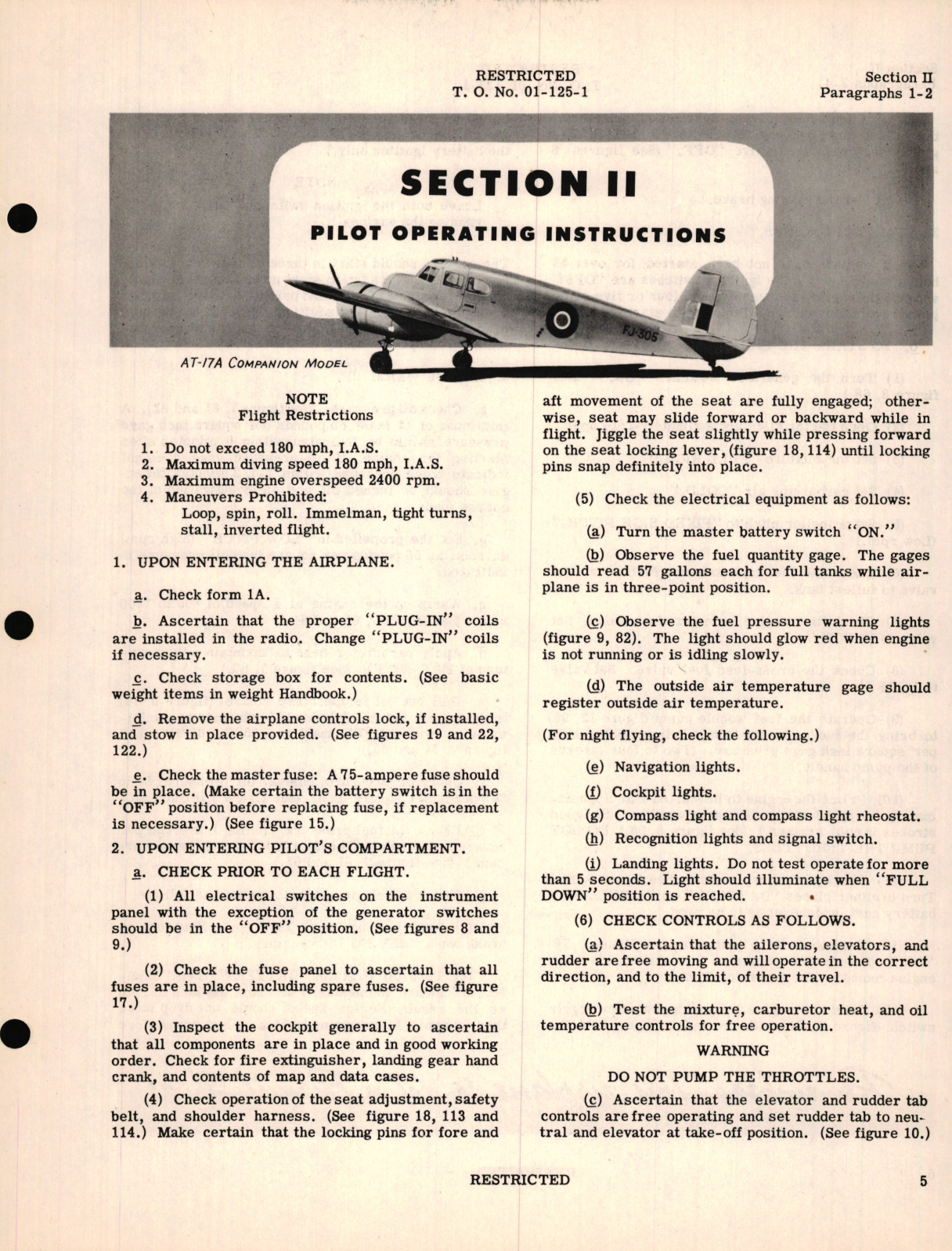 Sample page 9 from AirCorps Library document: Pilot's Flight Operating Instructions for Army Models AT-17 Series and UC-78 Series Navy Model JRC-1 British Models Crane I and IA