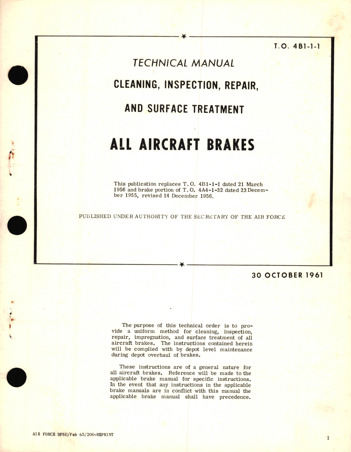 Sample page 1 from AirCorps Library document: Supplement, Maintenance and Overhaul Instructions for All Type Aircraft Brakes