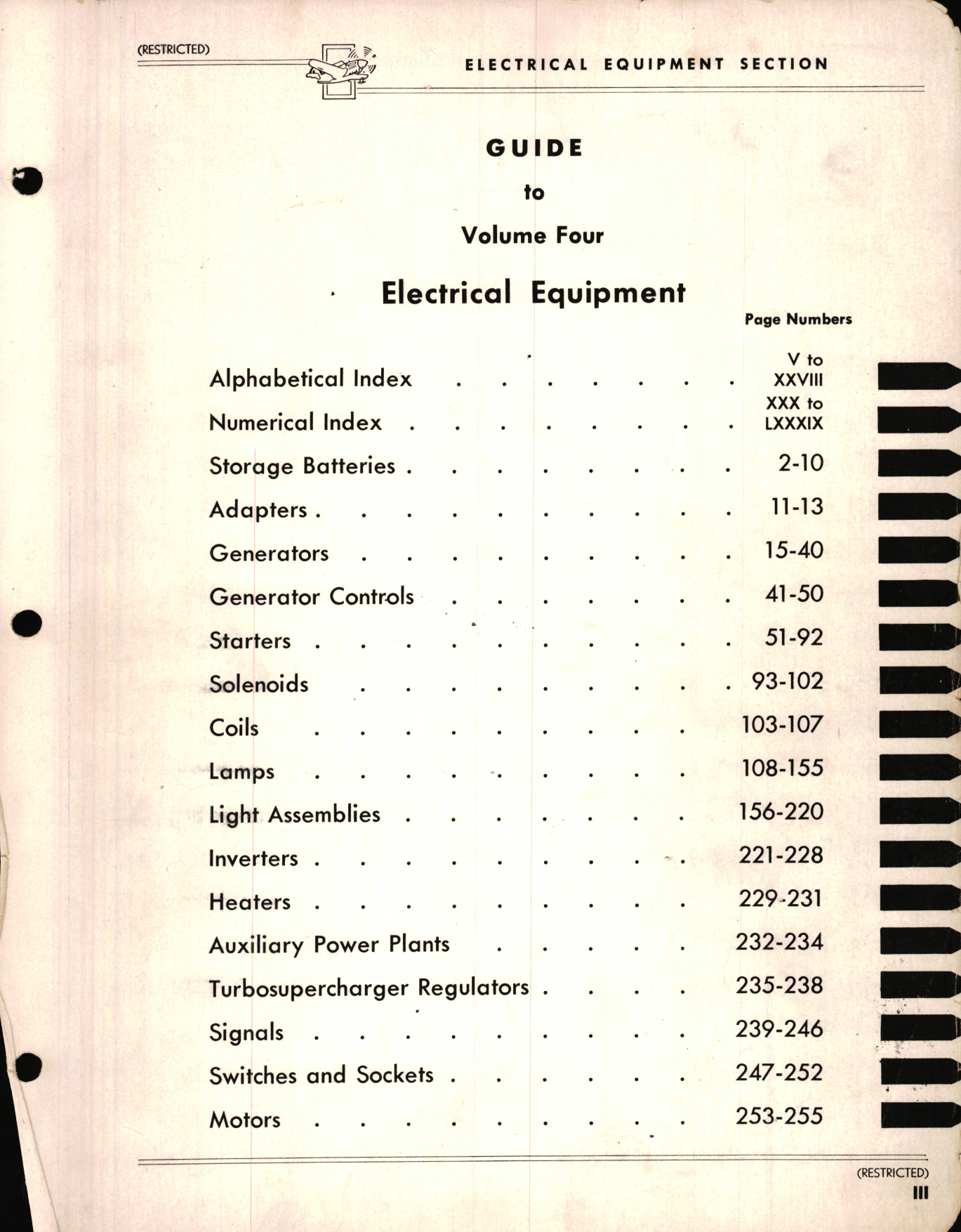 Sample page 1 from AirCorps Library document: Index of Army and Navy Aeronautical Equipment - Electrical Equipment