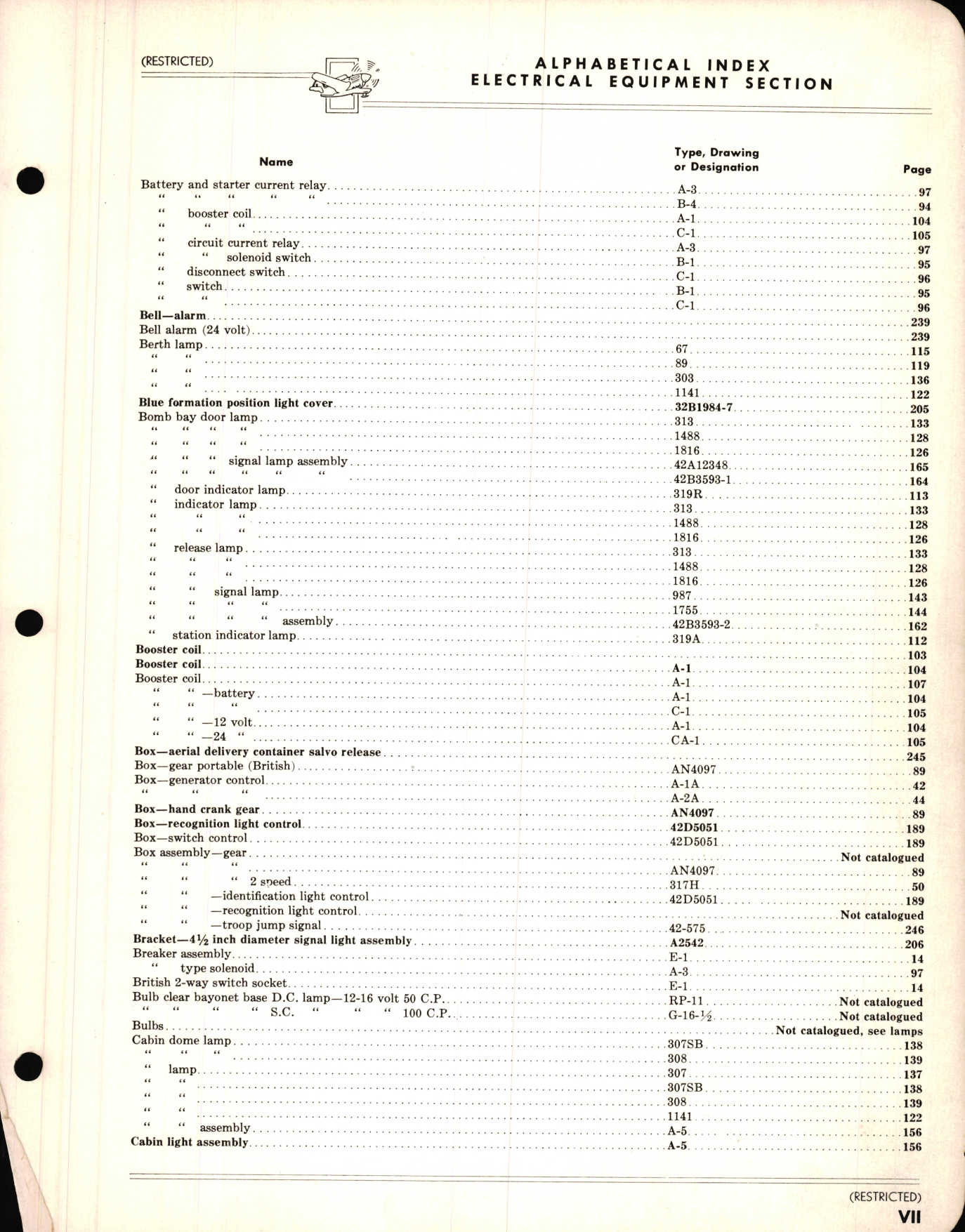 Sample page 5 from AirCorps Library document: Index of Army and Navy Aeronautical Equipment - Electrical Equipment