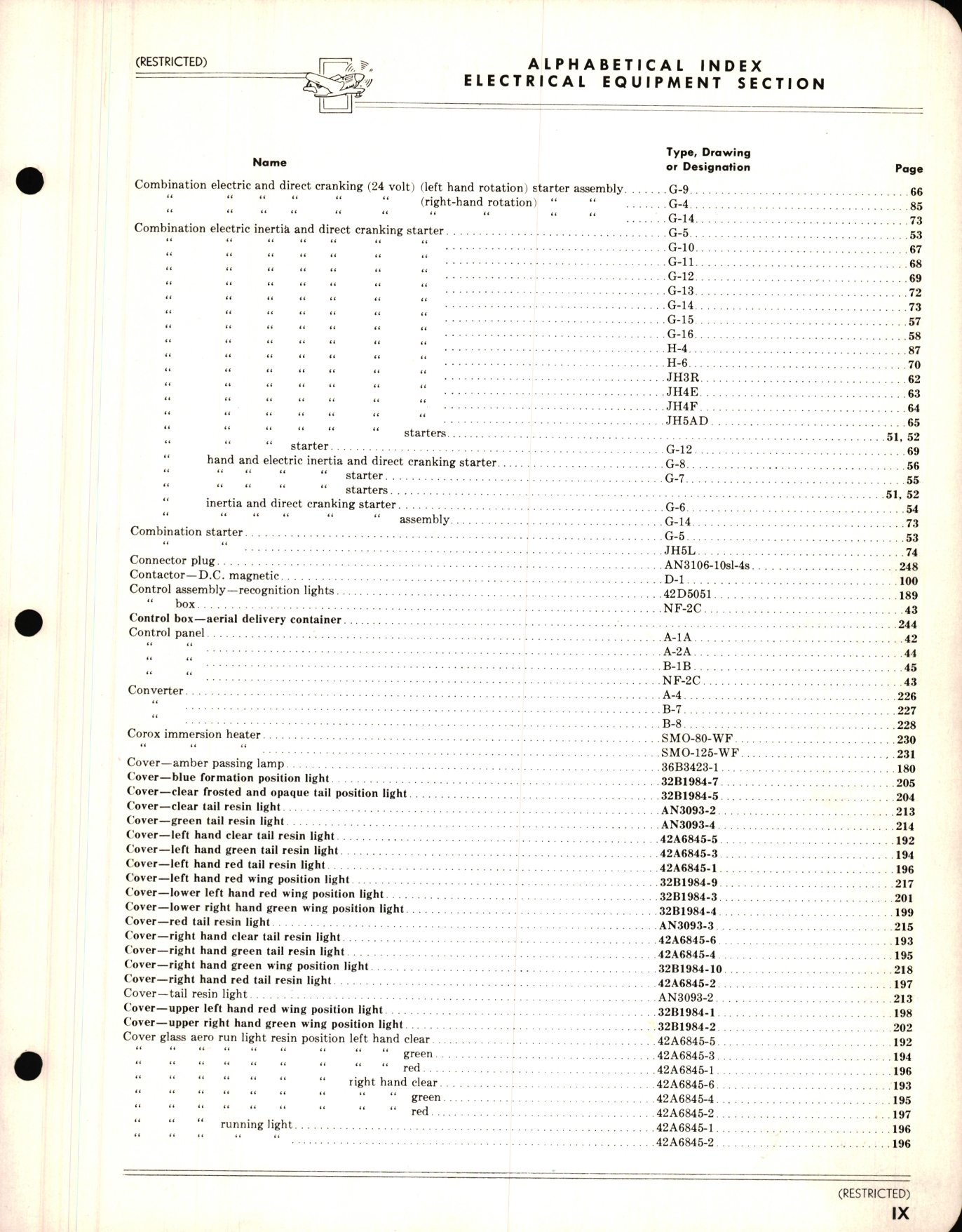 Sample page 7 from AirCorps Library document: Index of Army and Navy Aeronautical Equipment - Electrical Equipment