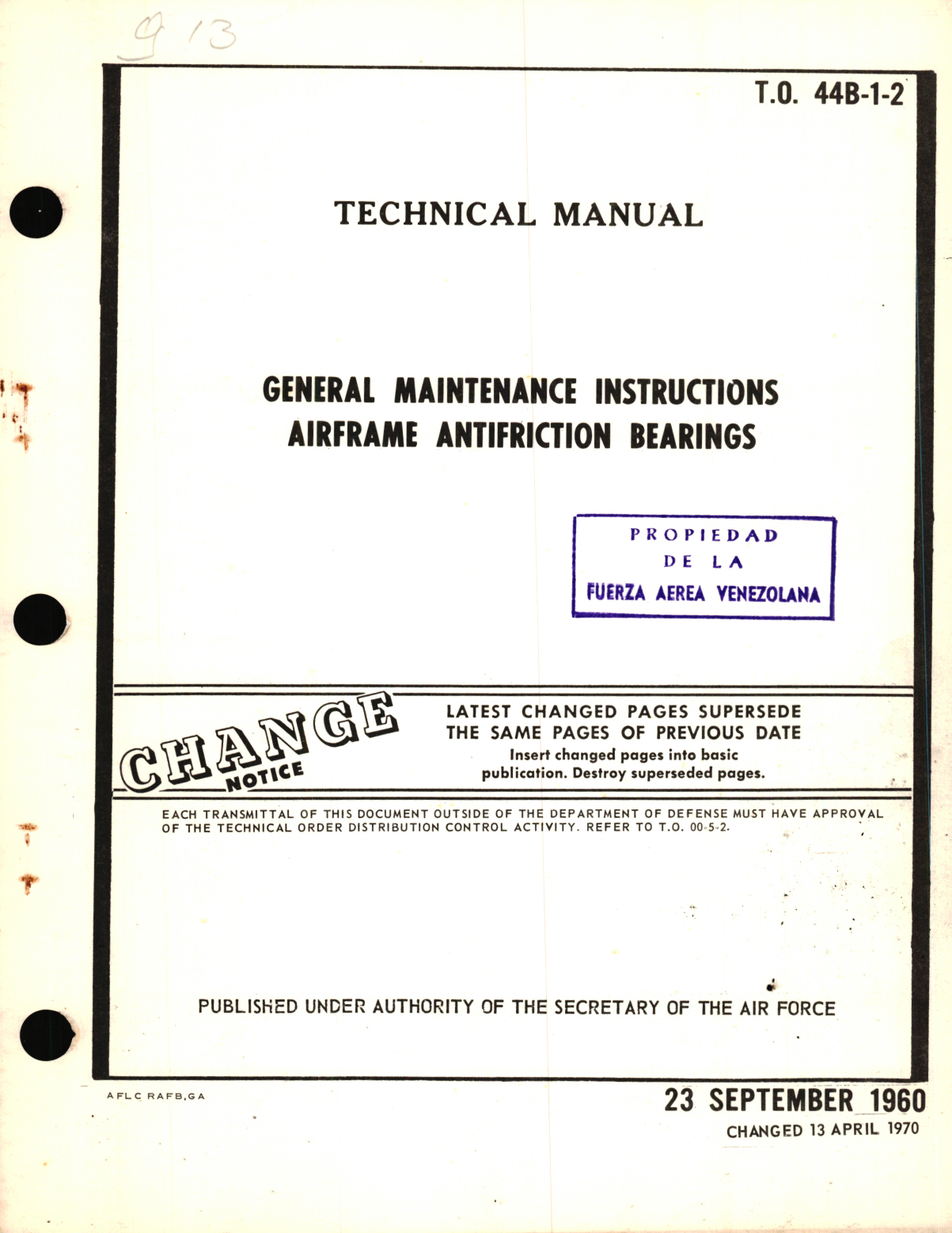 Sample page 1 from AirCorps Library document: General Maintenance Instructions for Airframe Antifriction Bearings