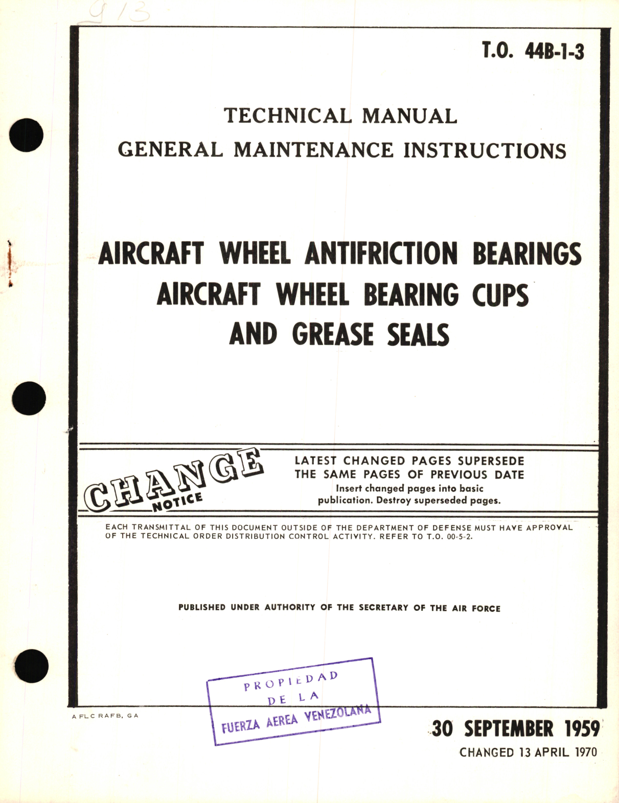 Sample page 1 from AirCorps Library document: General Maintenance Instructions for Aircraft Wheel Antifriction Bearings Aircraft Wheel Bearing Cups and Grease Seals