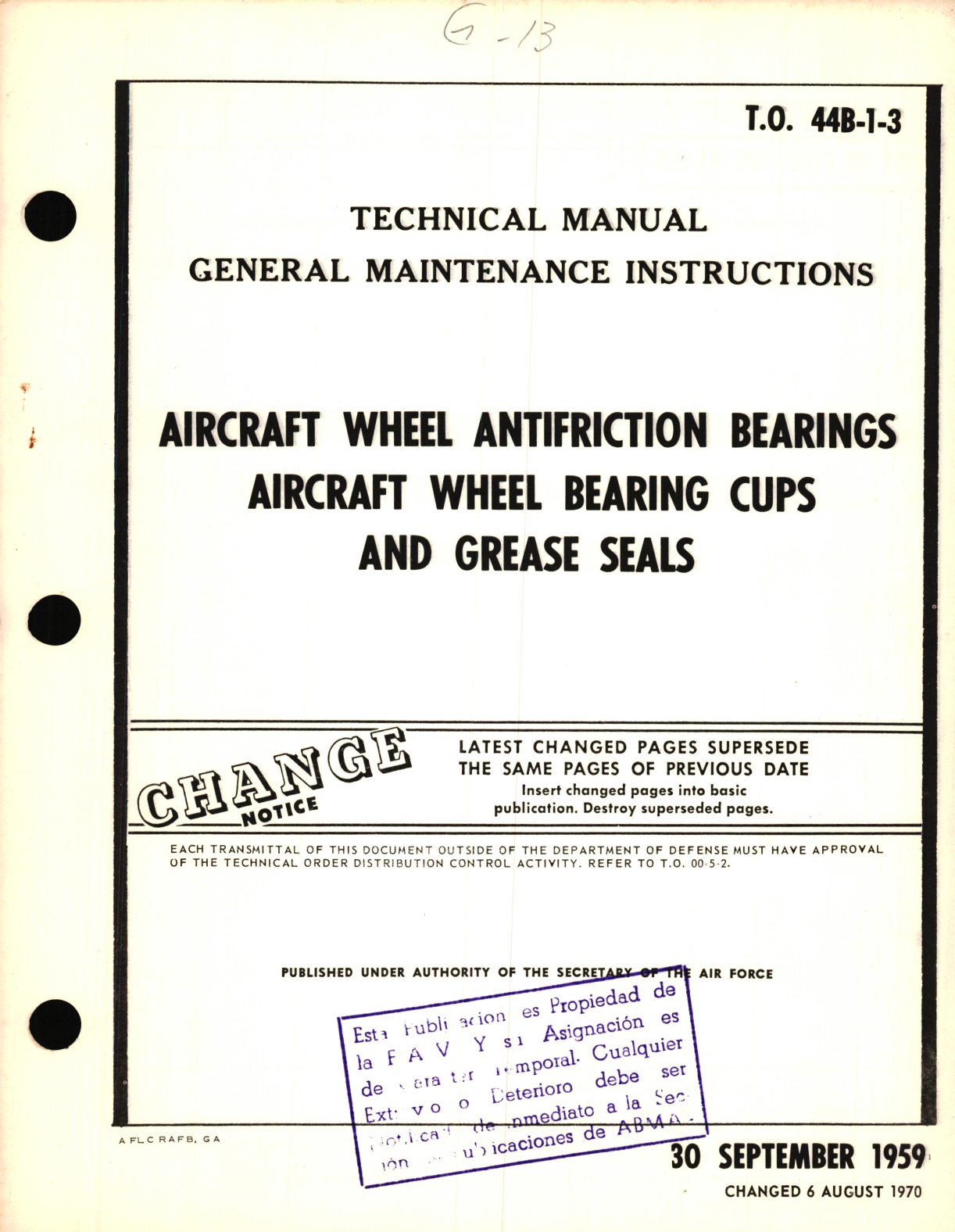 Sample page 1 from AirCorps Library document: General Maintenance Instructions for Aircraft Wheel Antifriction Bearings Aircraft Wheel Bearing Cups and Grease Seals