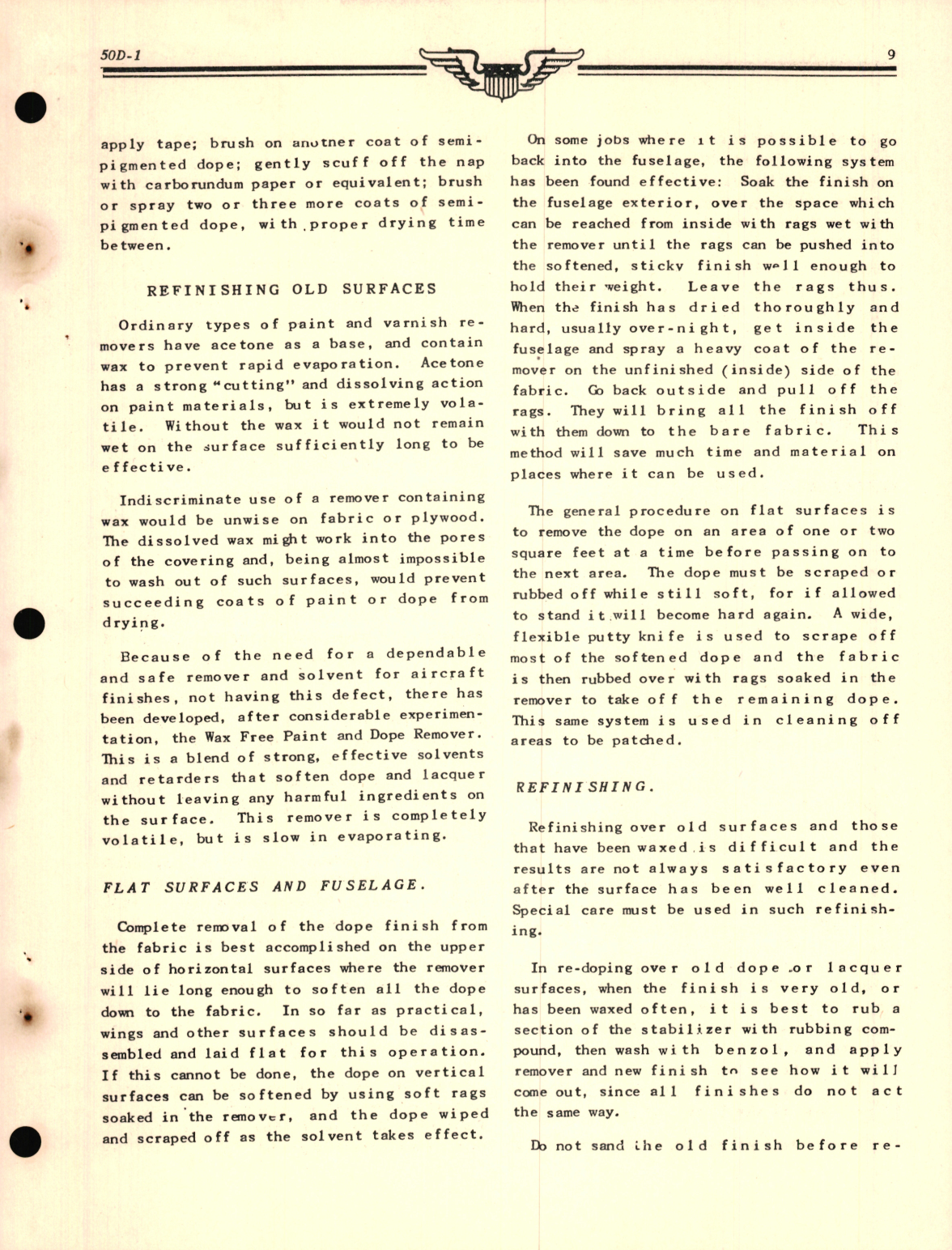 Sample page 9 from AirCorps Library document: Aircraft Paint and Dope Procedure - Aero Repair Department