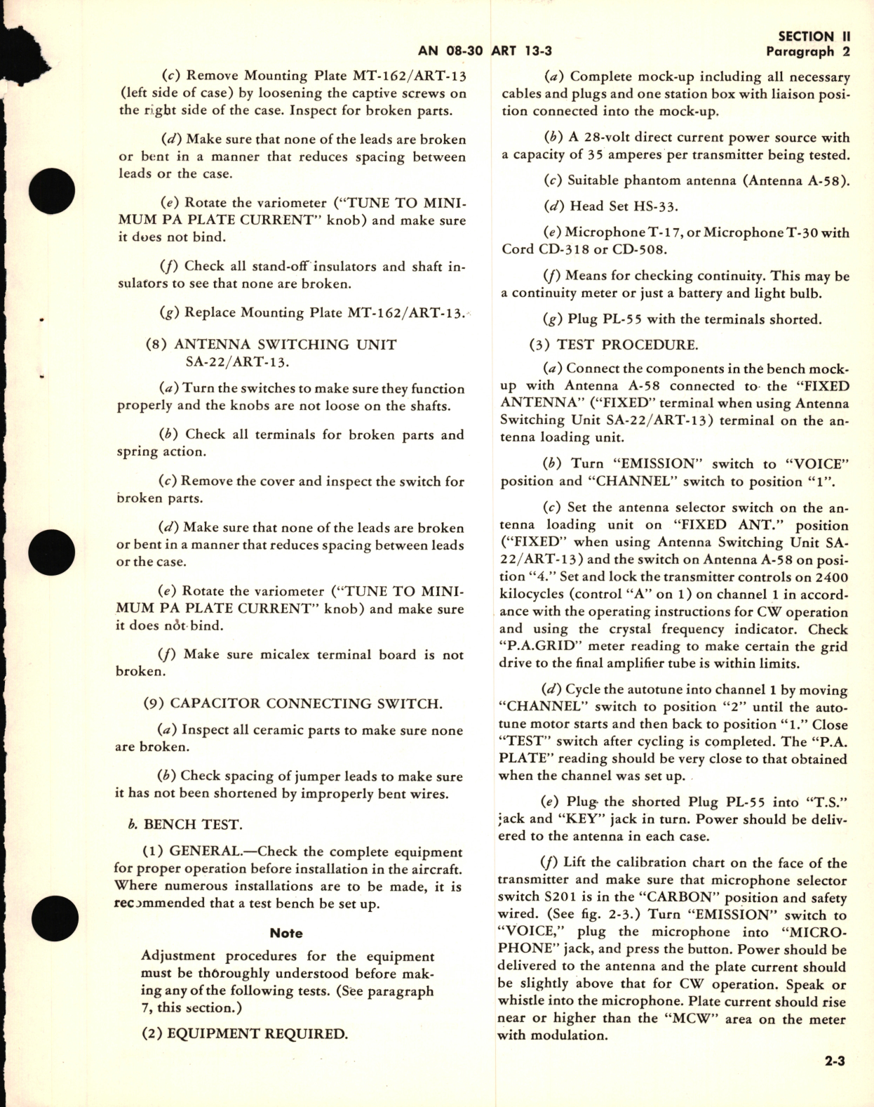 Sample page 7 from AirCorps Library document: Operating Instructions for Radio Transmitting Sets AN/ART-13, AN/ ART-13A, and Navy Models ATC, ATC-1