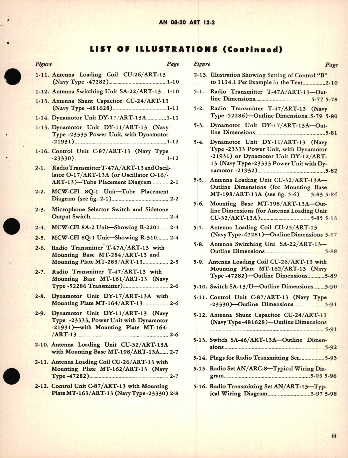 Sample page 5 from AirCorps Library document: Operating Instructions for Radio Transmitting Sets AN/ART-13, AN/ART-13A, and Navy Models ATC, ATC-1