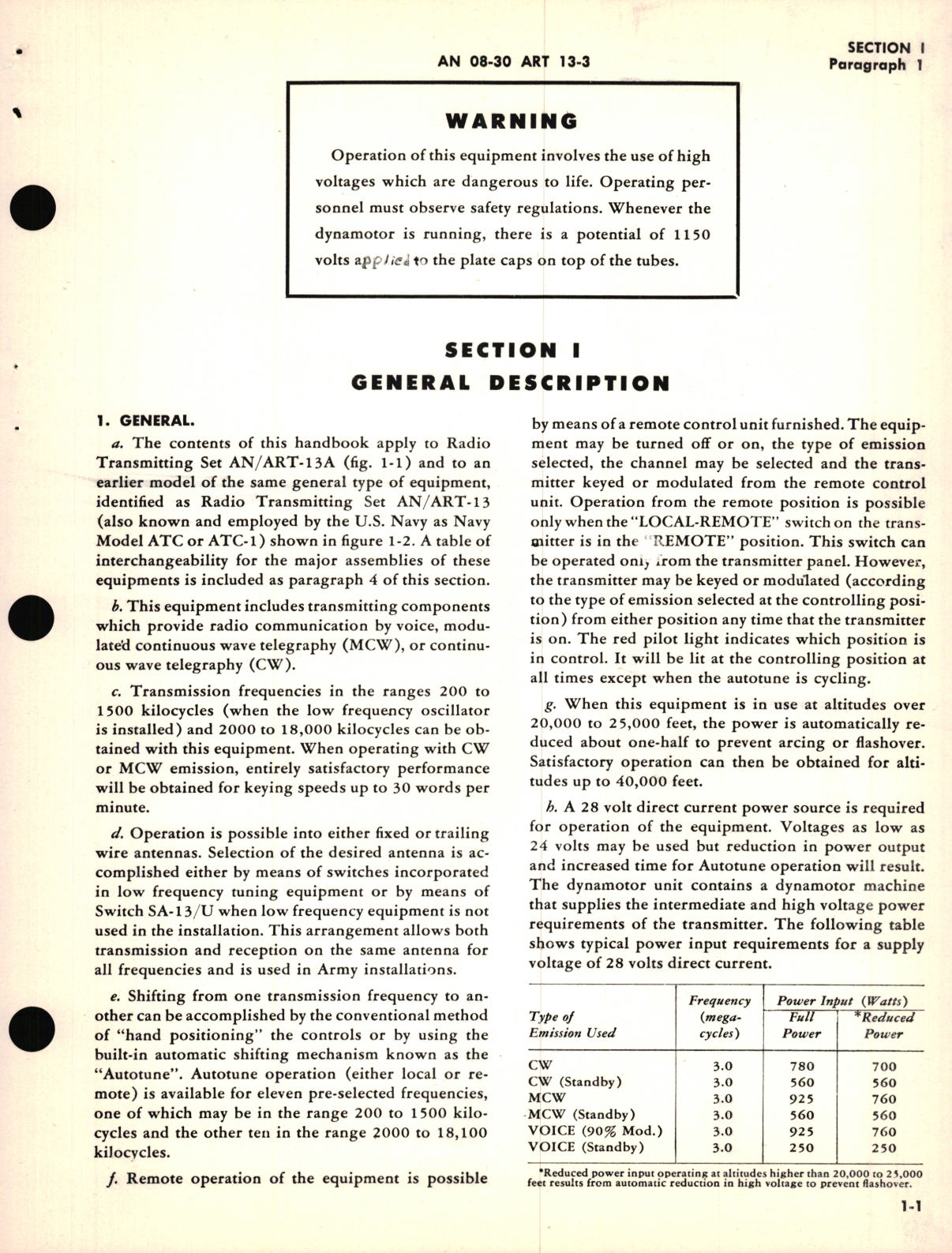 Sample page 9 from AirCorps Library document: Operating Instructions for Radio Transmitting Sets AN/ART-13, AN/ART-13A, and Navy Models ATC, ATC-1