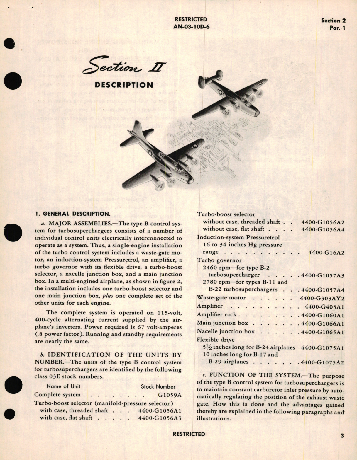 Sample page 7 from AirCorps Library document: Operation and Service Instructions for Type B Electronic Control System for Turbosuperchargers 