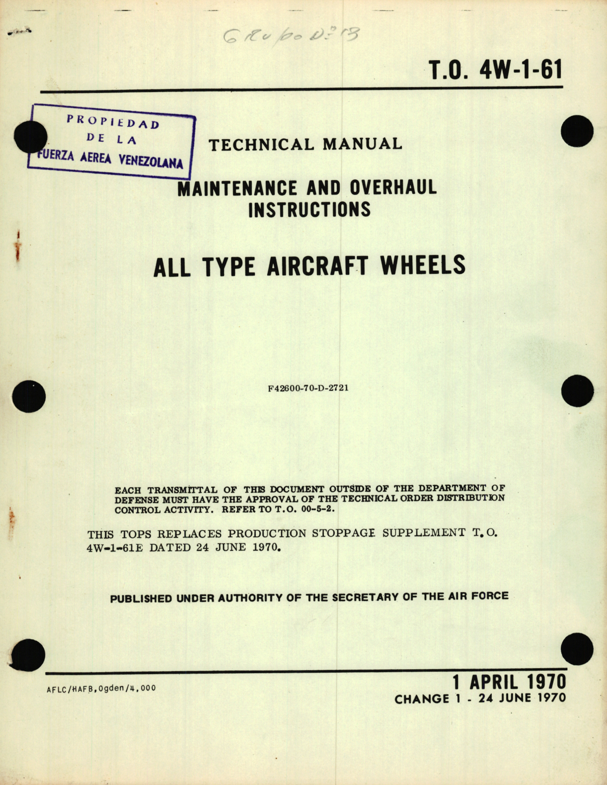 Sample page 1 from AirCorps Library document: Maintenance and Overhaul Instructions for All Type Aircraft Wheels