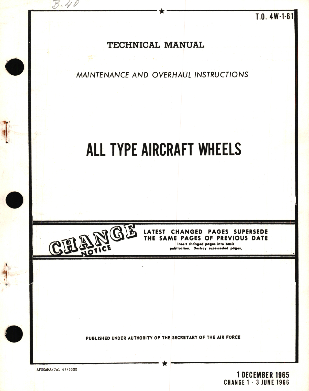 Sample page 1 from AirCorps Library document: Maintenance and Overhaul Instructions for All Type Aircraft Wheels