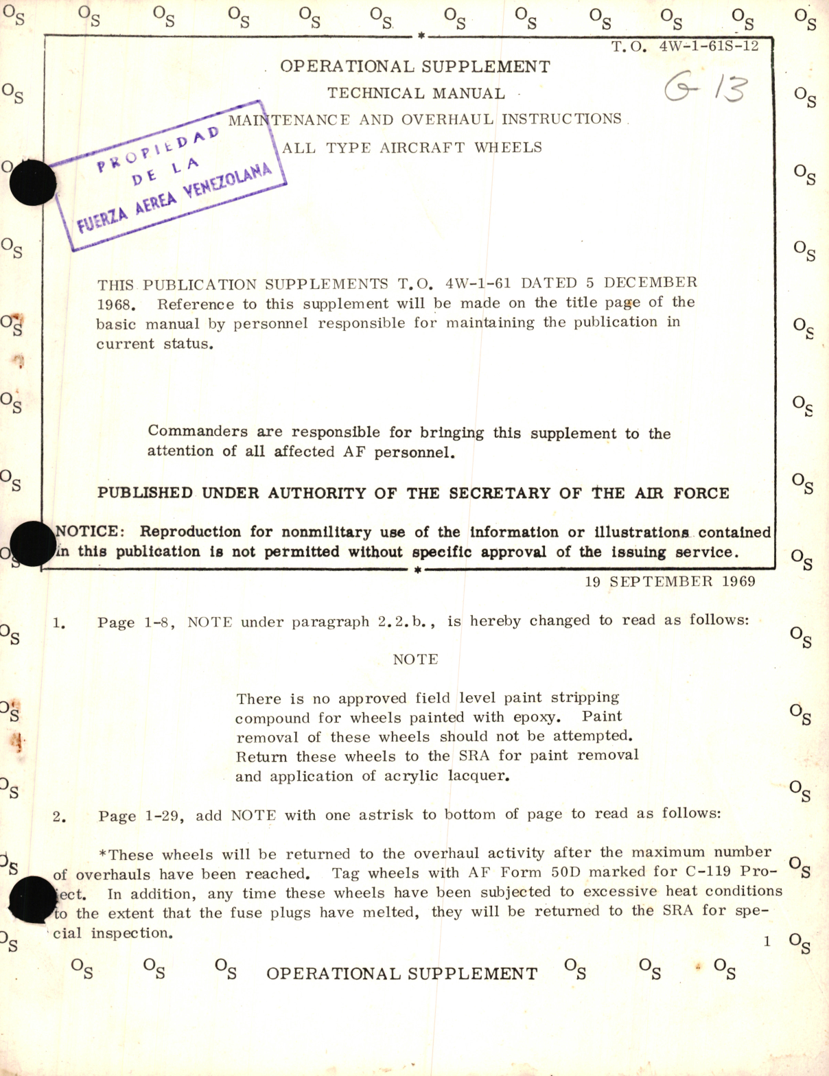 Sample page 1 from AirCorps Library document: Operational Supplement, Maintenance and Overhaul Instructions for All Type Aircraft Wheels