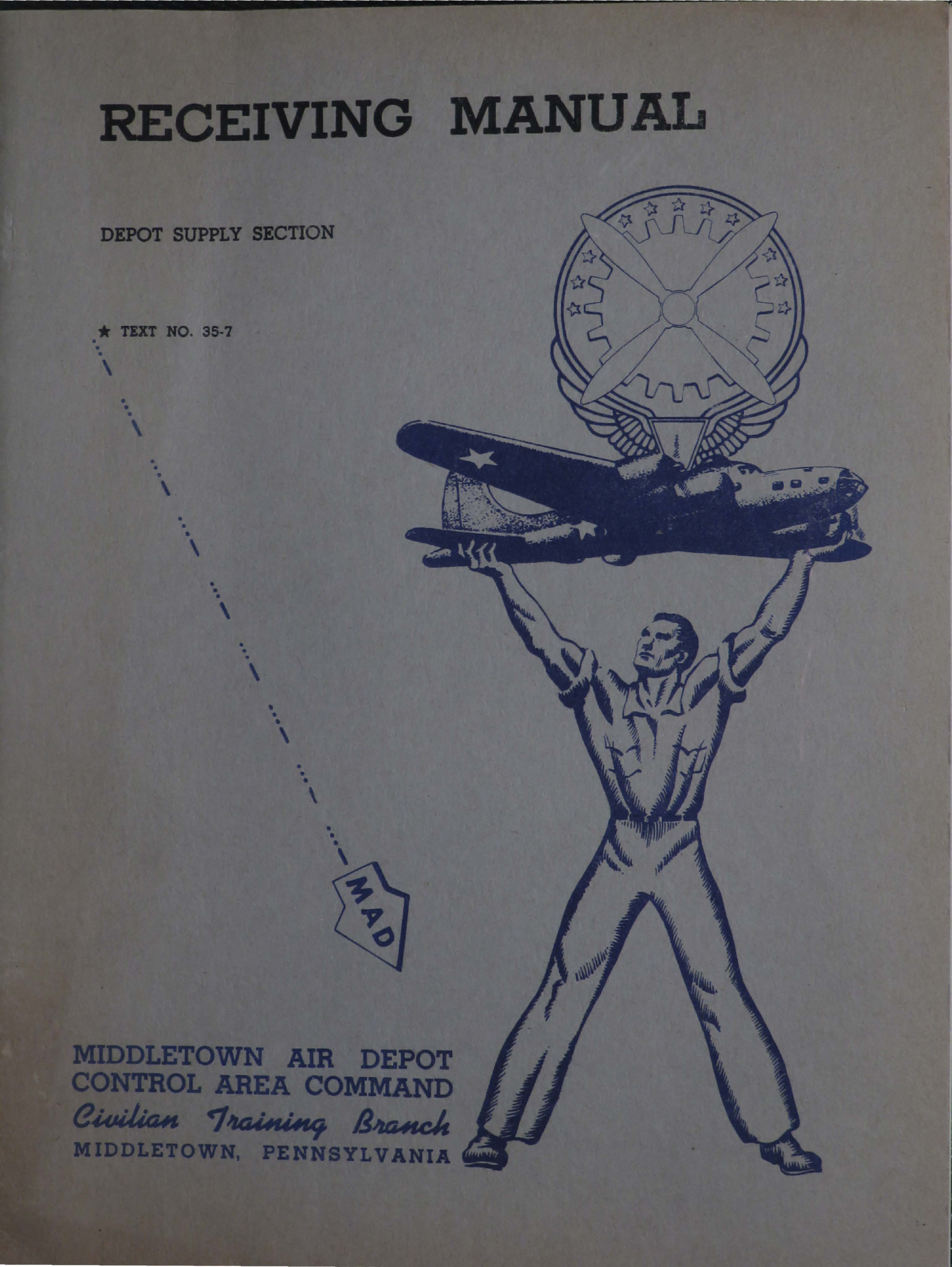 Sample page 1 from AirCorps Library document: Receiving Manual for Depot Supply Section