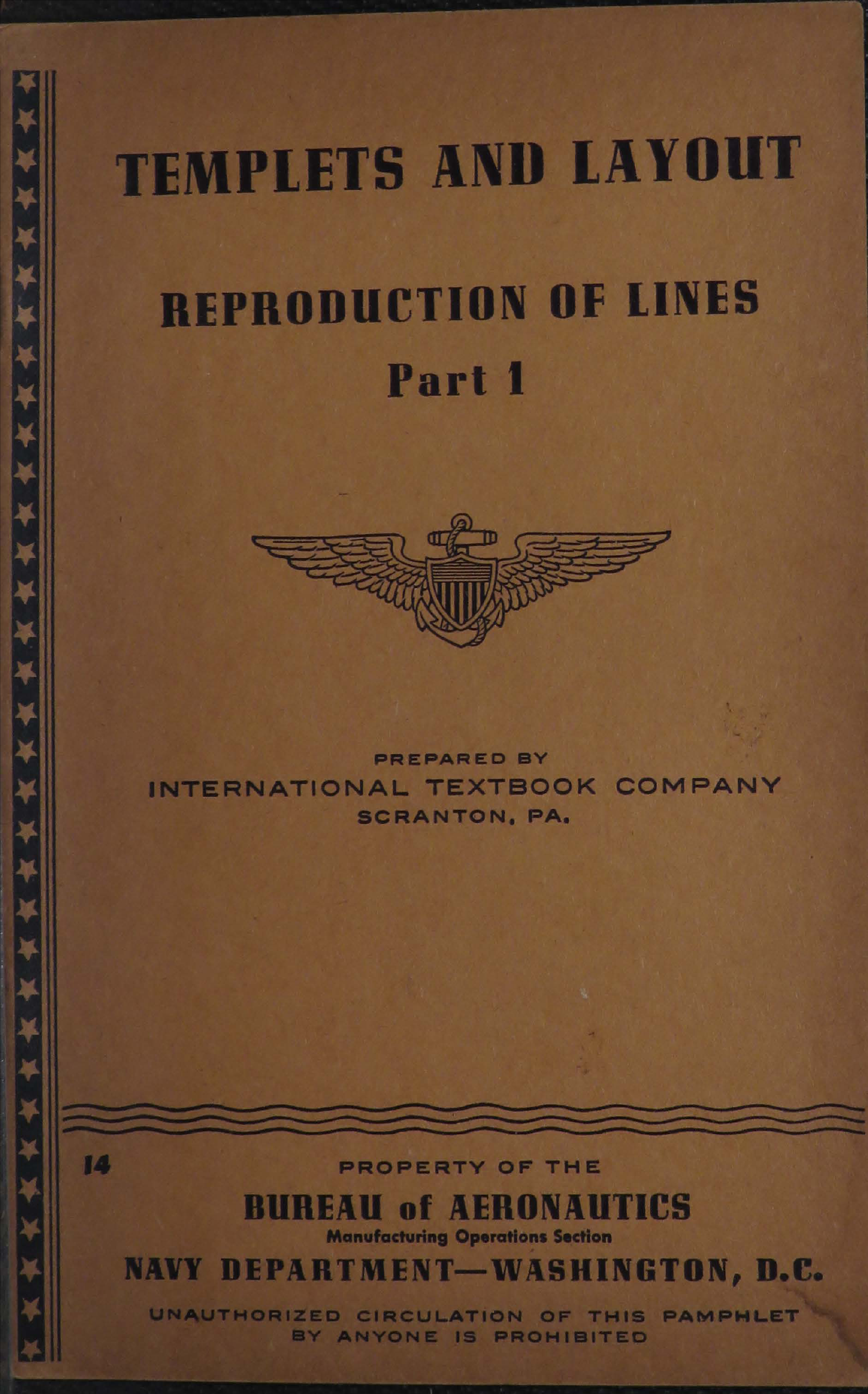 Sample page 1 from AirCorps Library document: Templets and Layouts for Reproduction of Lines Part 1 - Bureau of Aeronautics