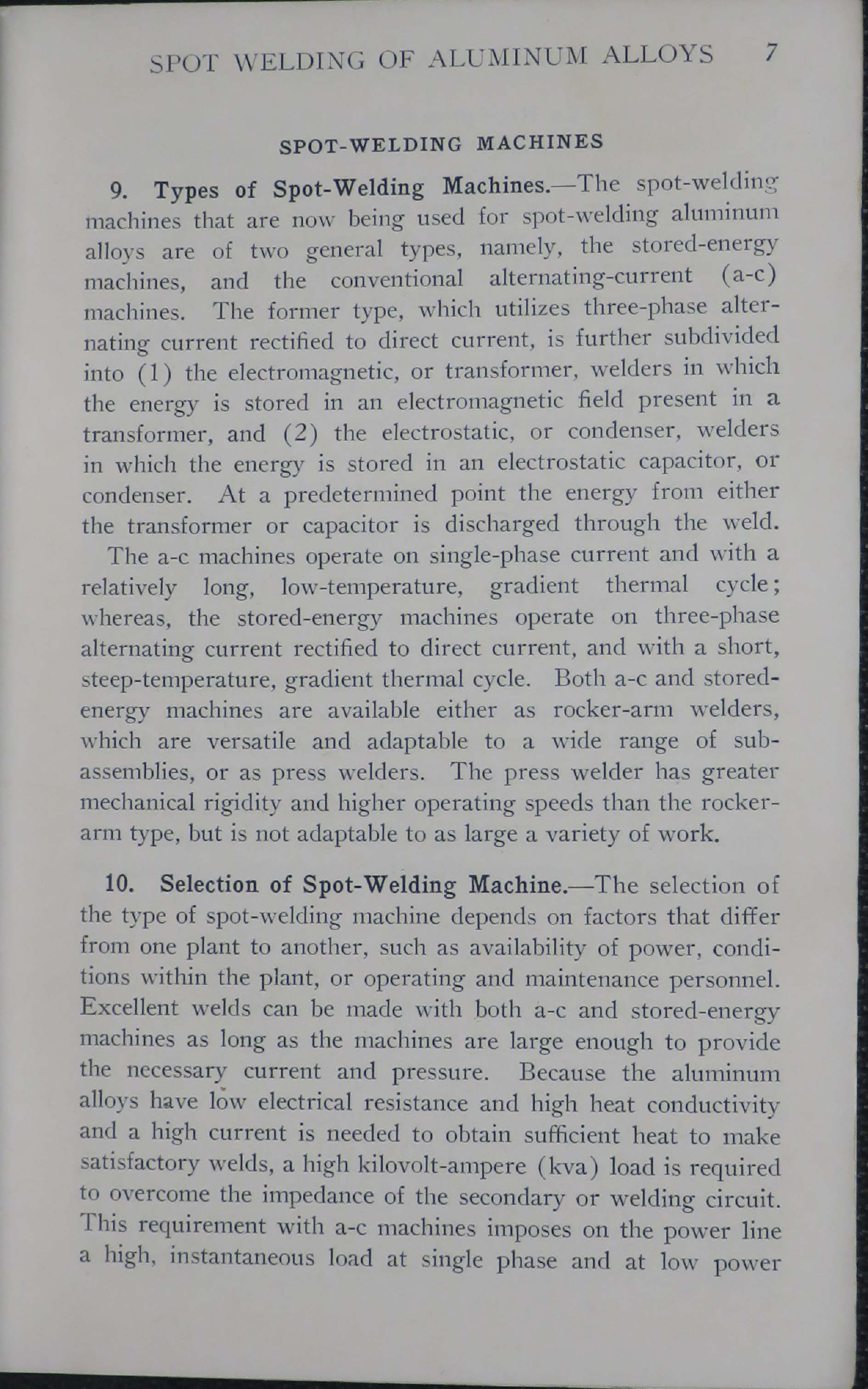 Sample page 9 from AirCorps Library document: Aircraft Welding - Spot Welding of Aluminum Alloys - Bureau of Aeronautics