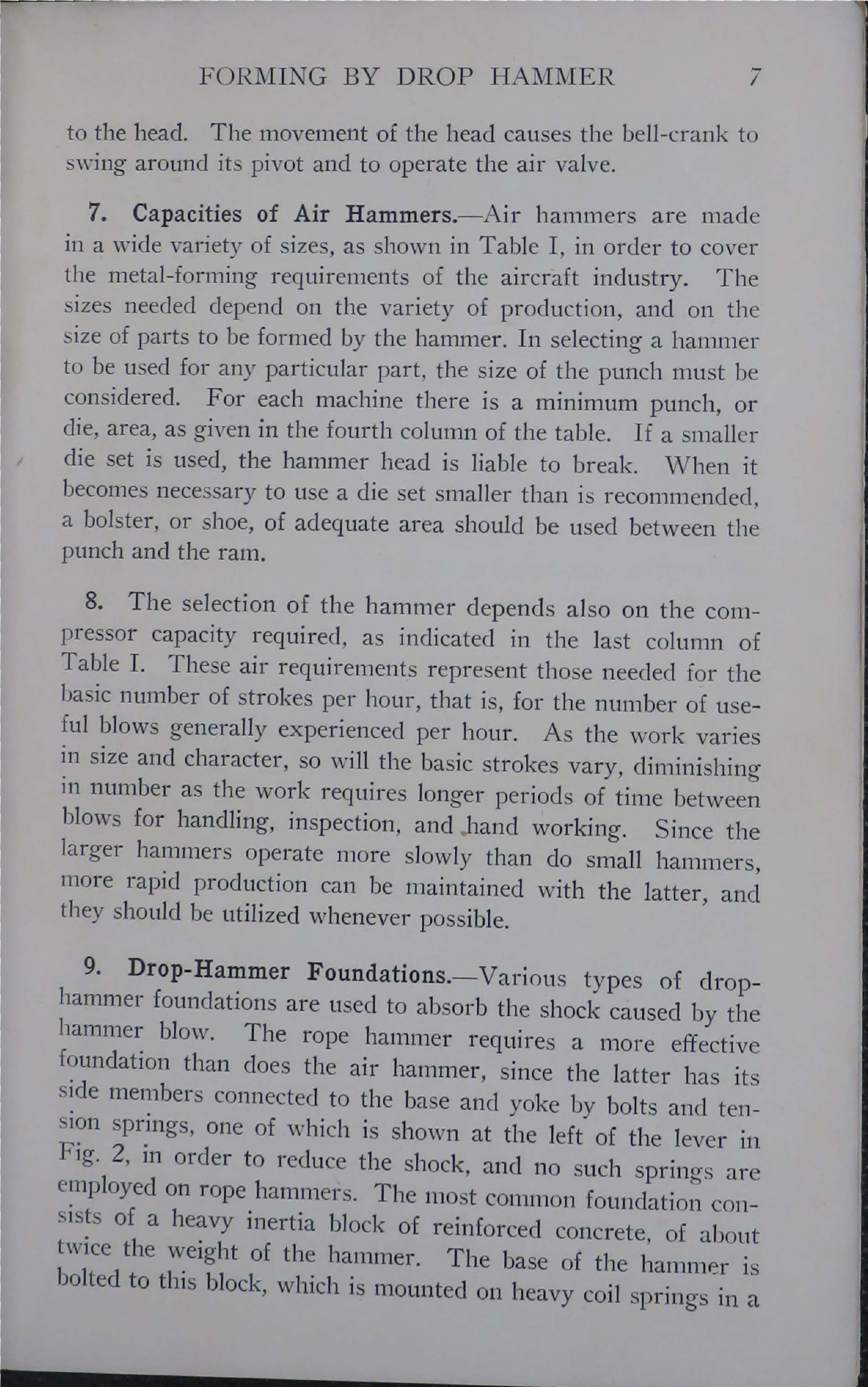 Sample page 9 from AirCorps Library document: Forming Methods - Forming By Drop Hammer - Bureau of Aeronautics